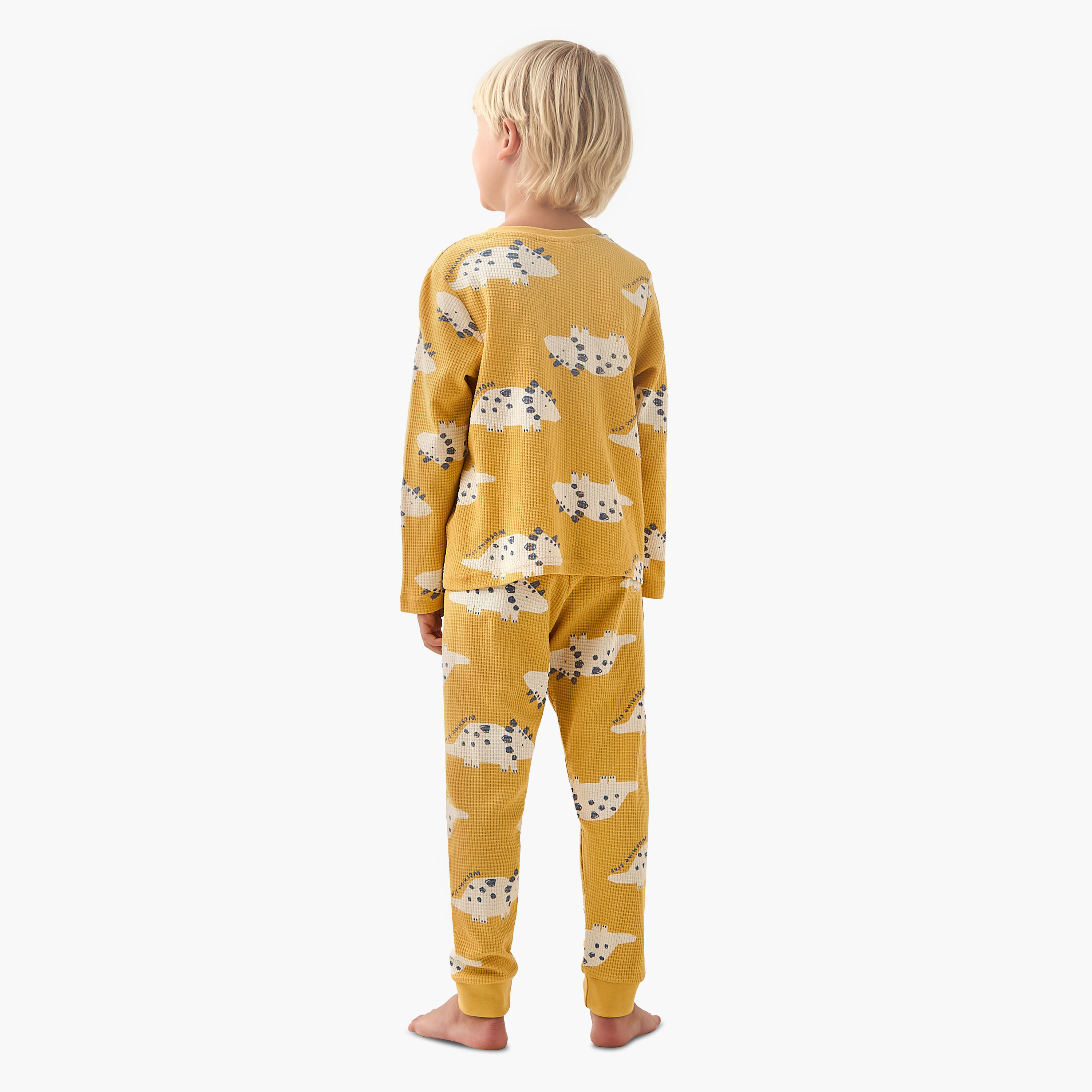 طقم بيجاما قطن بأكمام طويلة وياقة مستديرة وطبعات ديناصور من جونيورز-boys-clothing-nightwear-image-3