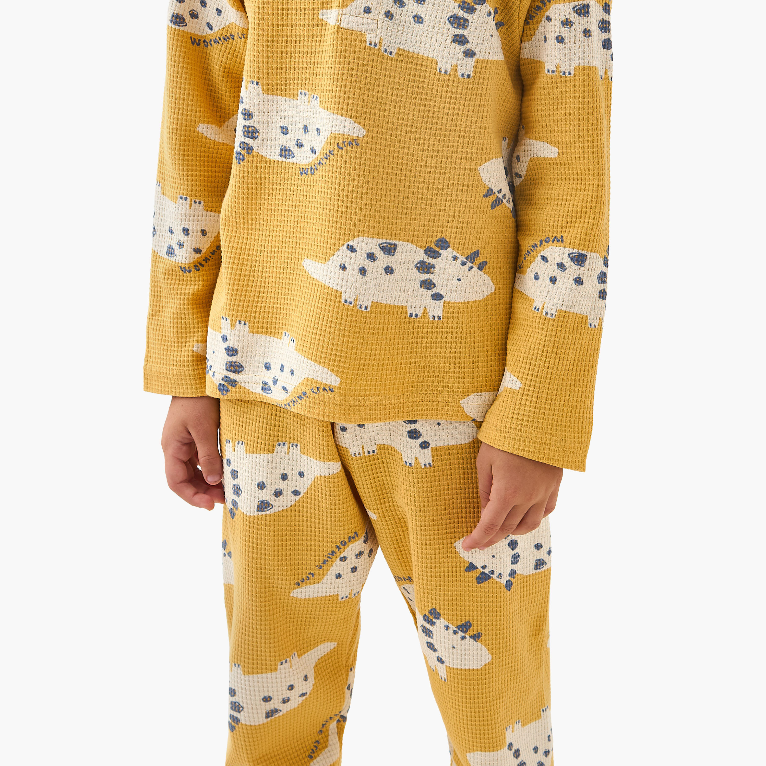 طقم بيجاما قطن بأكمام طويلة وياقة مستديرة وطبعات ديناصور من جونيورز-boys-clothing-nightwear-image-2