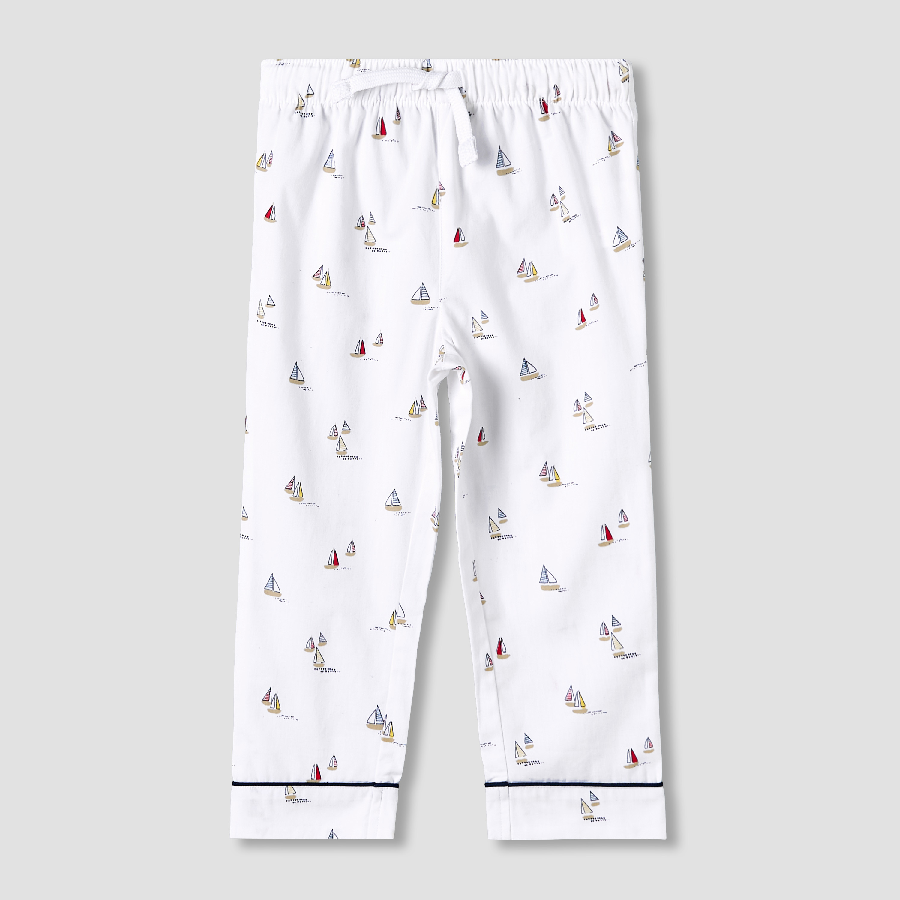 Juniors Cotton Collared Neck Long Sleeves Pyjama Set with Drawstring Waist-boys-clothing-nightwear-image-4