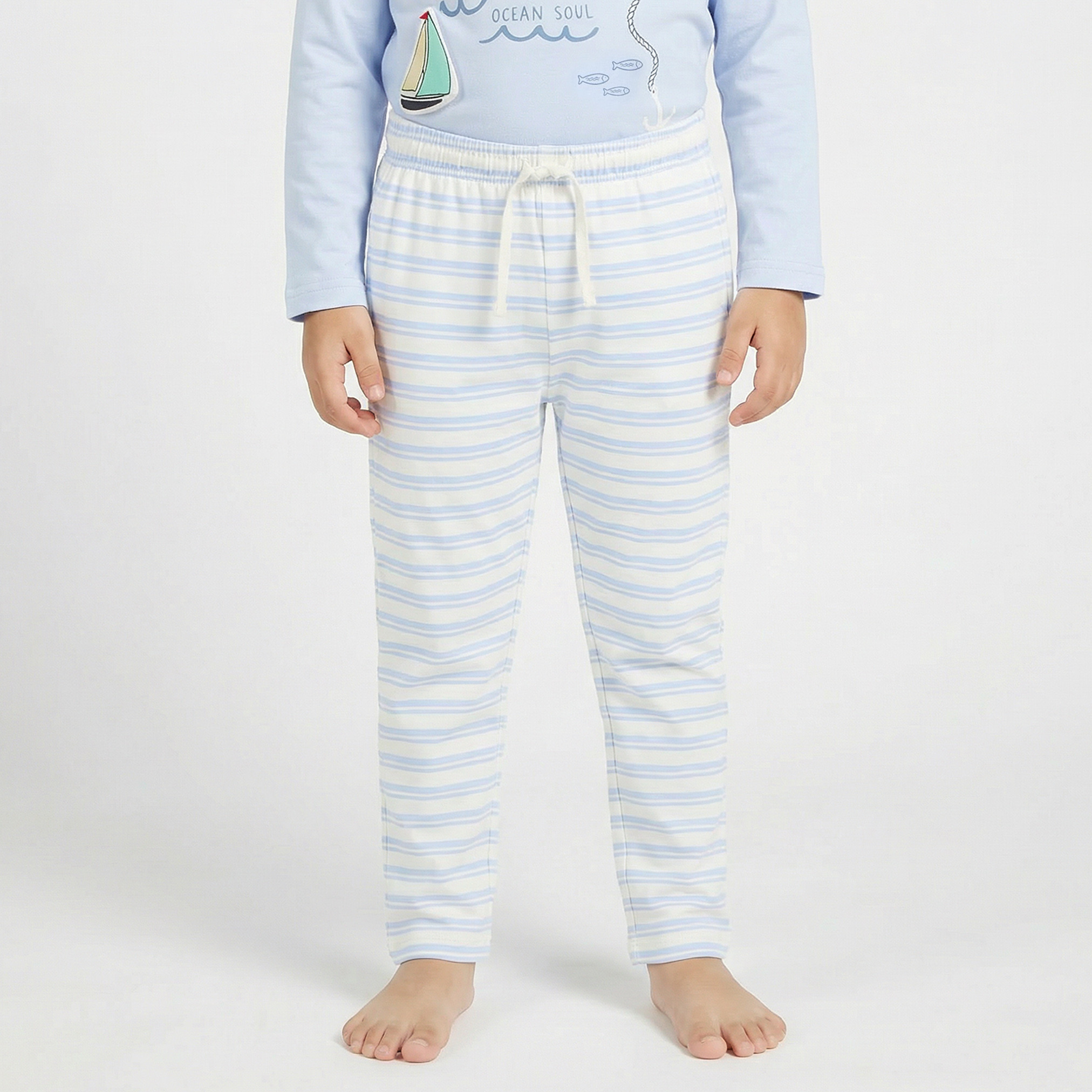 Juniors Cotton Crew Neck Long Sleeve Pyjama Set with Nautical Print-boys-clothing-nightwear-image-4