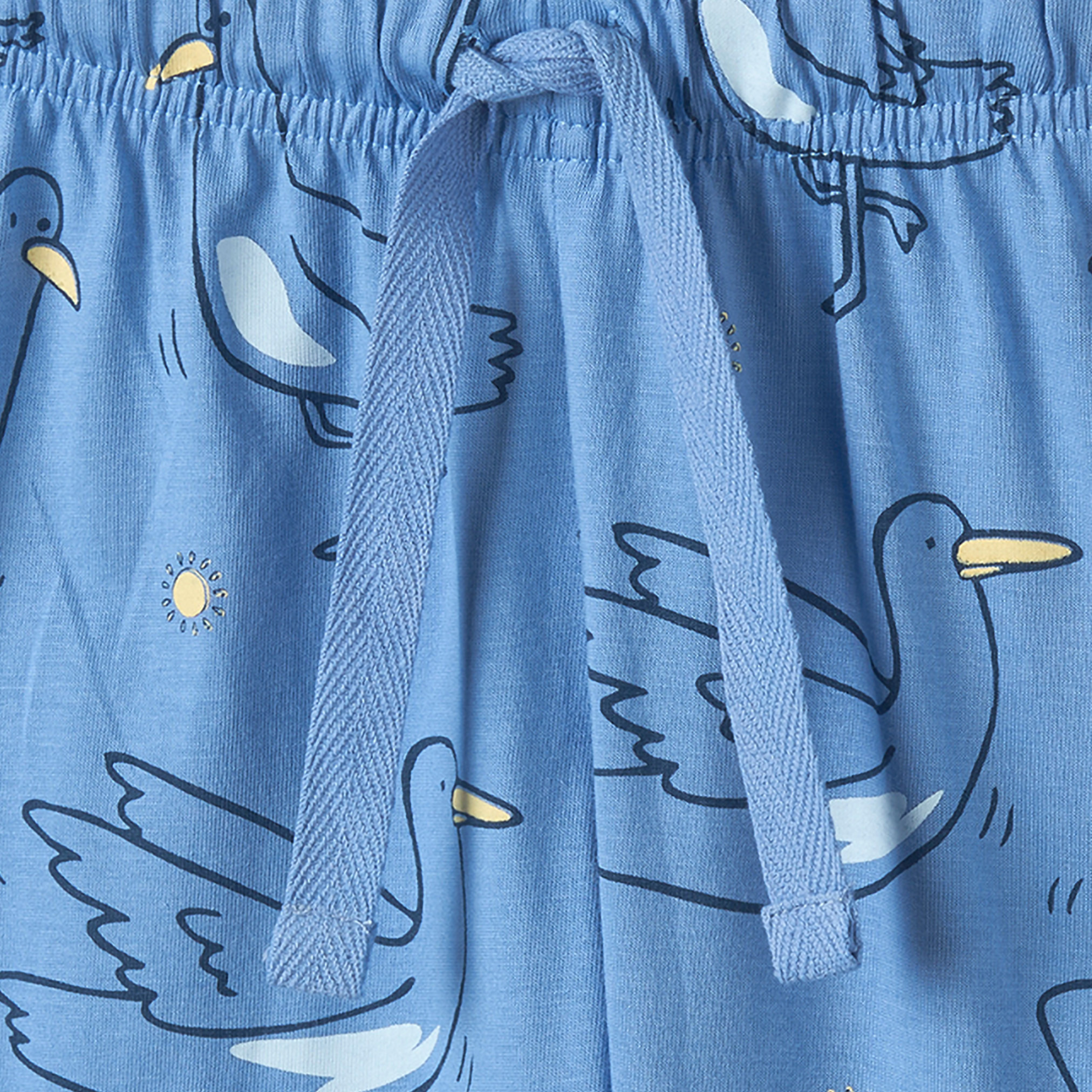 Juniors Cotton Collared Long Sleeves Pyjama Set with Bird Print-boys-clothing-nightwear-image-7