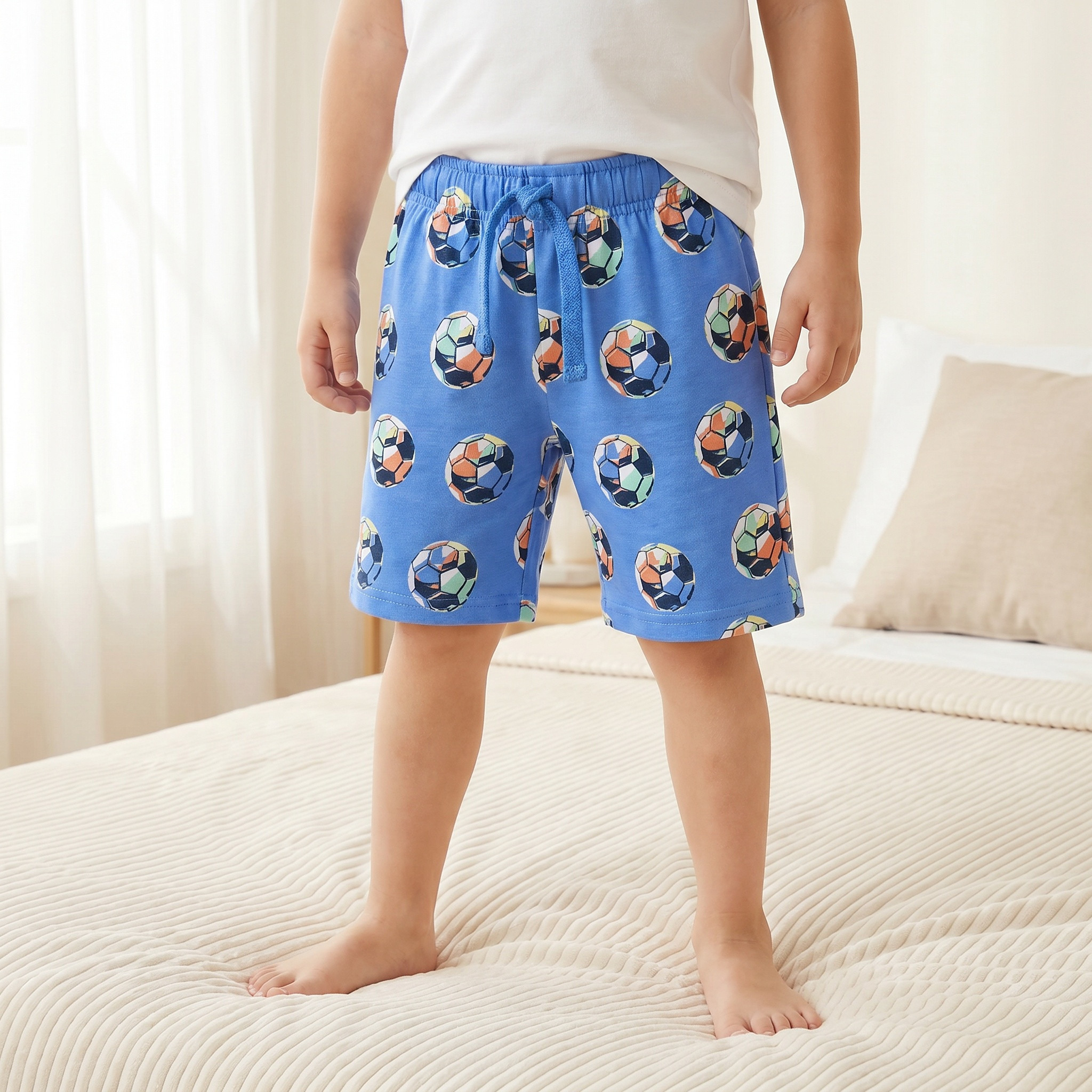 Juniors Cotton Crew Neck Short Sleeves Pyjama Set with Dinosaur and Football Print-boys-clothing-nightwear-image-4