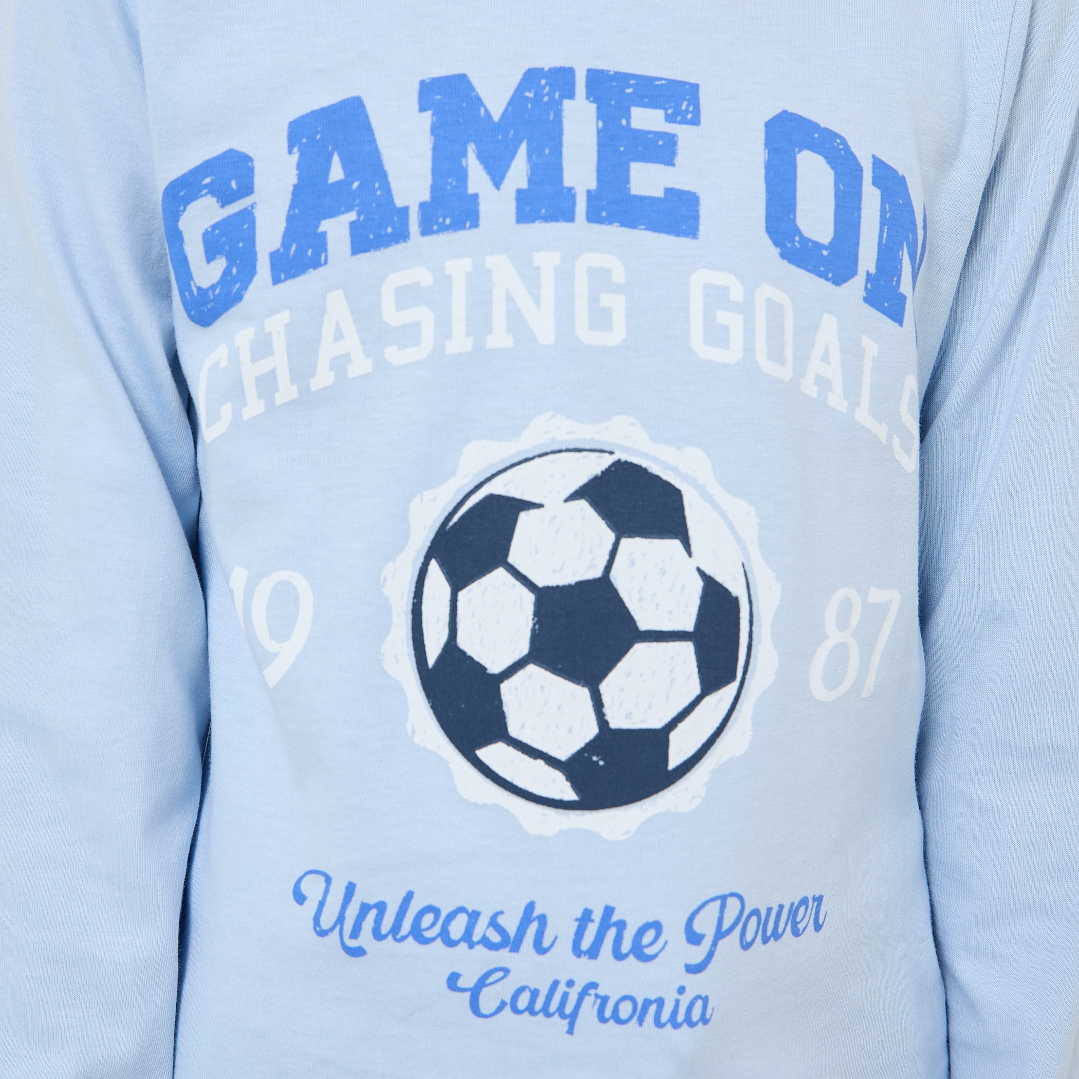 Pack of 2 Juniors Cotton Crew Neck Long Sleeves Pyjama Set with Varsity Print-boys-clothing-setsandcoords-image-7