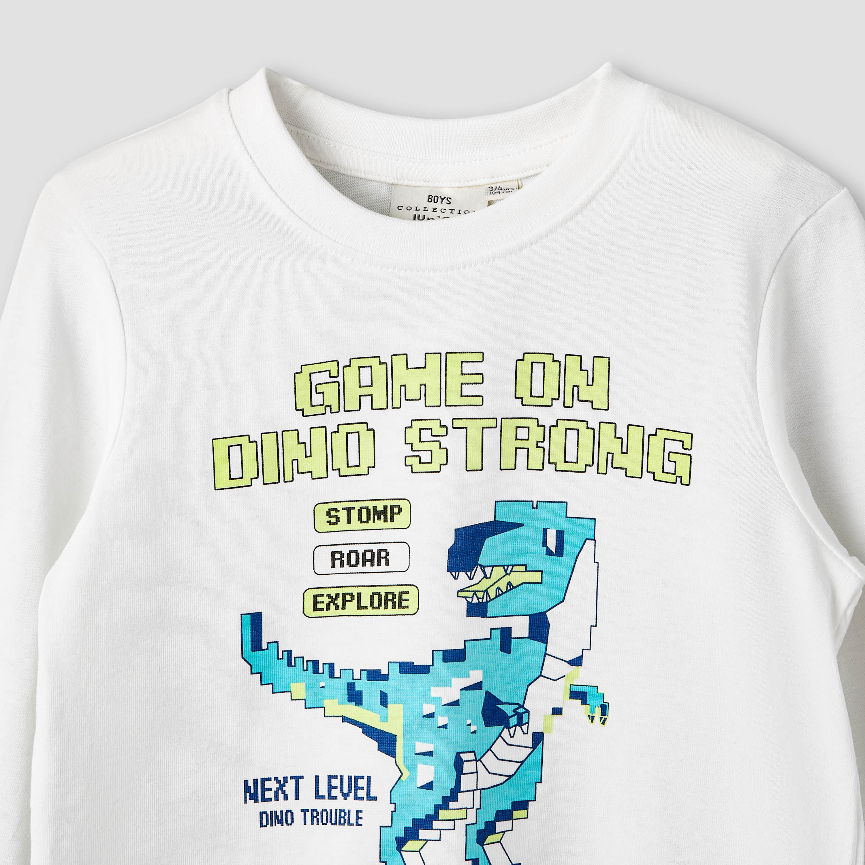 Pack of 2 Juniors Cotton Crew Neck Long Sleeves Pyjama Set with Graphic Print-boys-clothing-nightwear-image-10