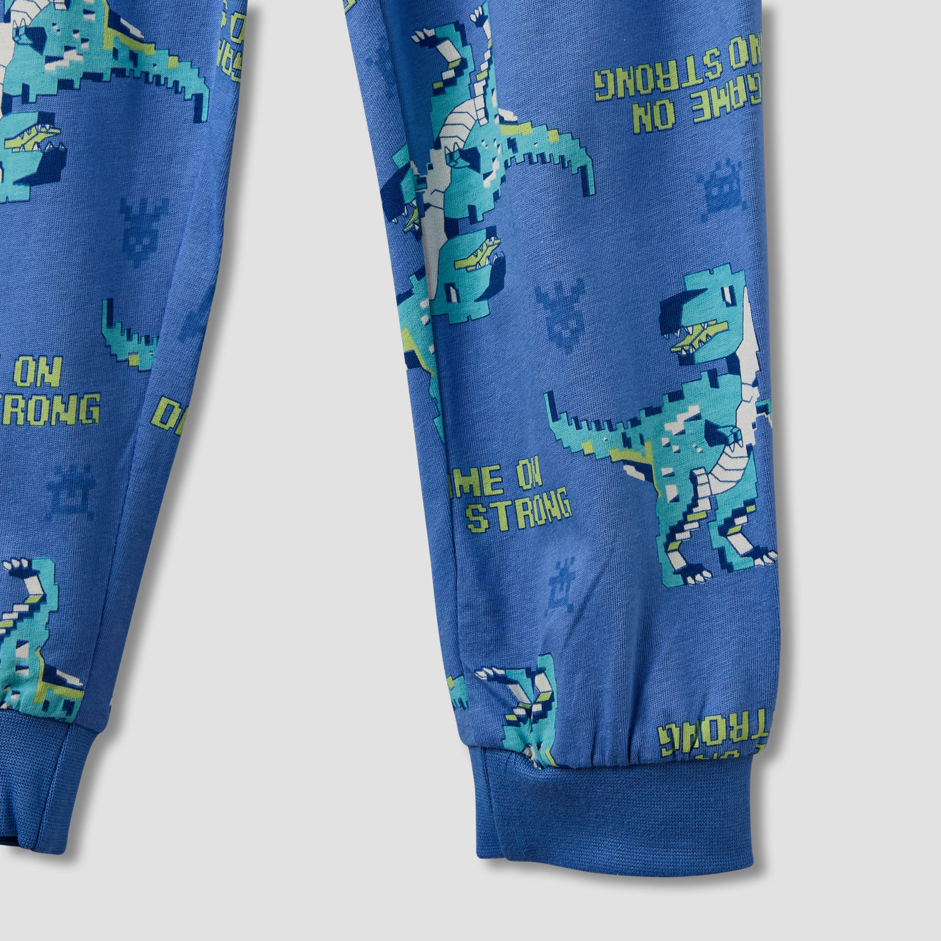 Pack of 2 Juniors Cotton Crew Neck Long Sleeves Pyjama Set with Graphic Print-boys-clothing-nightwear-image-13