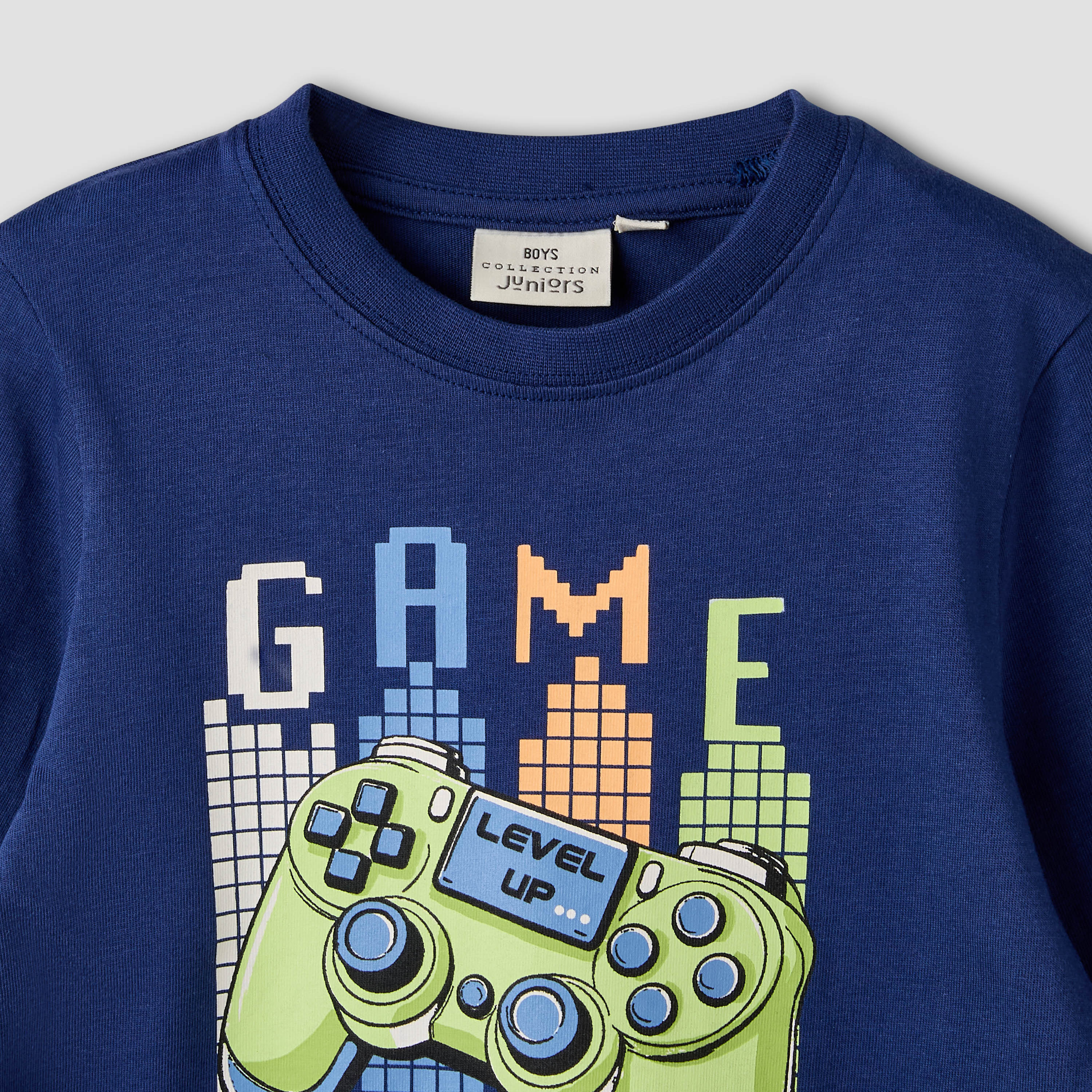 Pack of 2 Juniors Cotton Crew Neck Long Sleeves Pyjama Set with Graphic Print-boys-clothing-nightwear-image-14