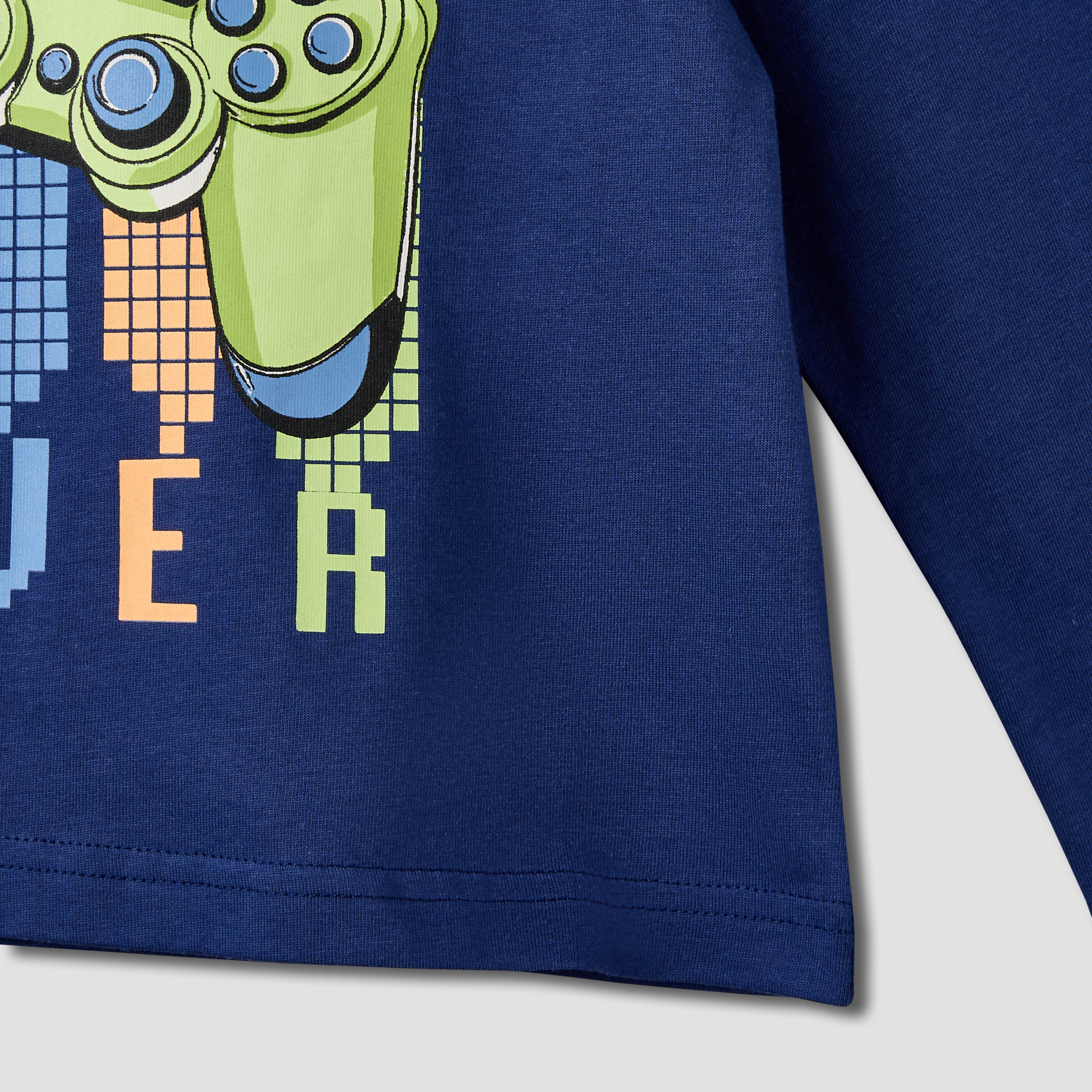 Pack of 2 Juniors Cotton Crew Neck Long Sleeves Pyjama Set with Graphic Print-boys-clothing-nightwear-image-15