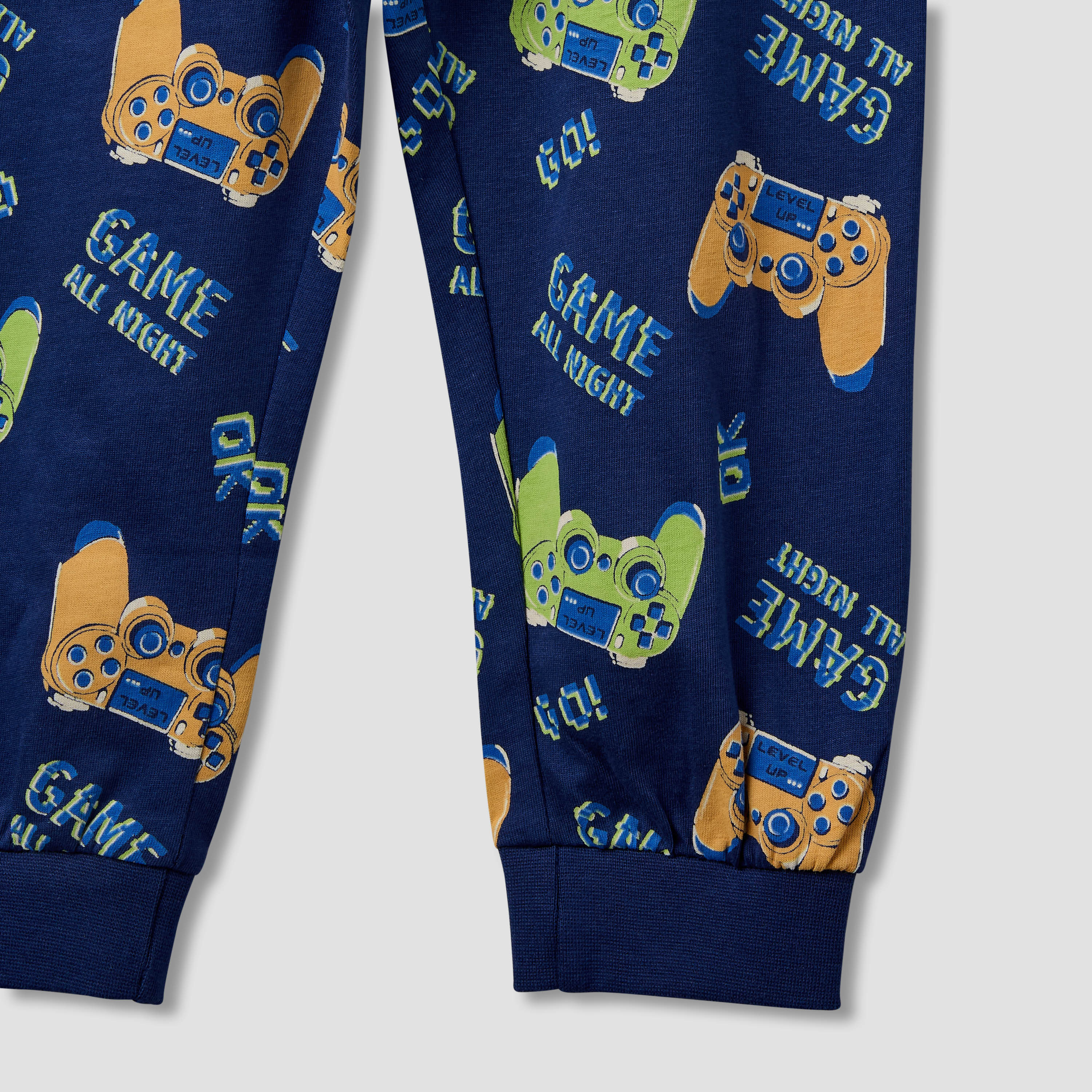 Pack of 2 Juniors Cotton Crew Neck Long Sleeves Pyjama Set with Graphic Print-boys-clothing-nightwear-image-17