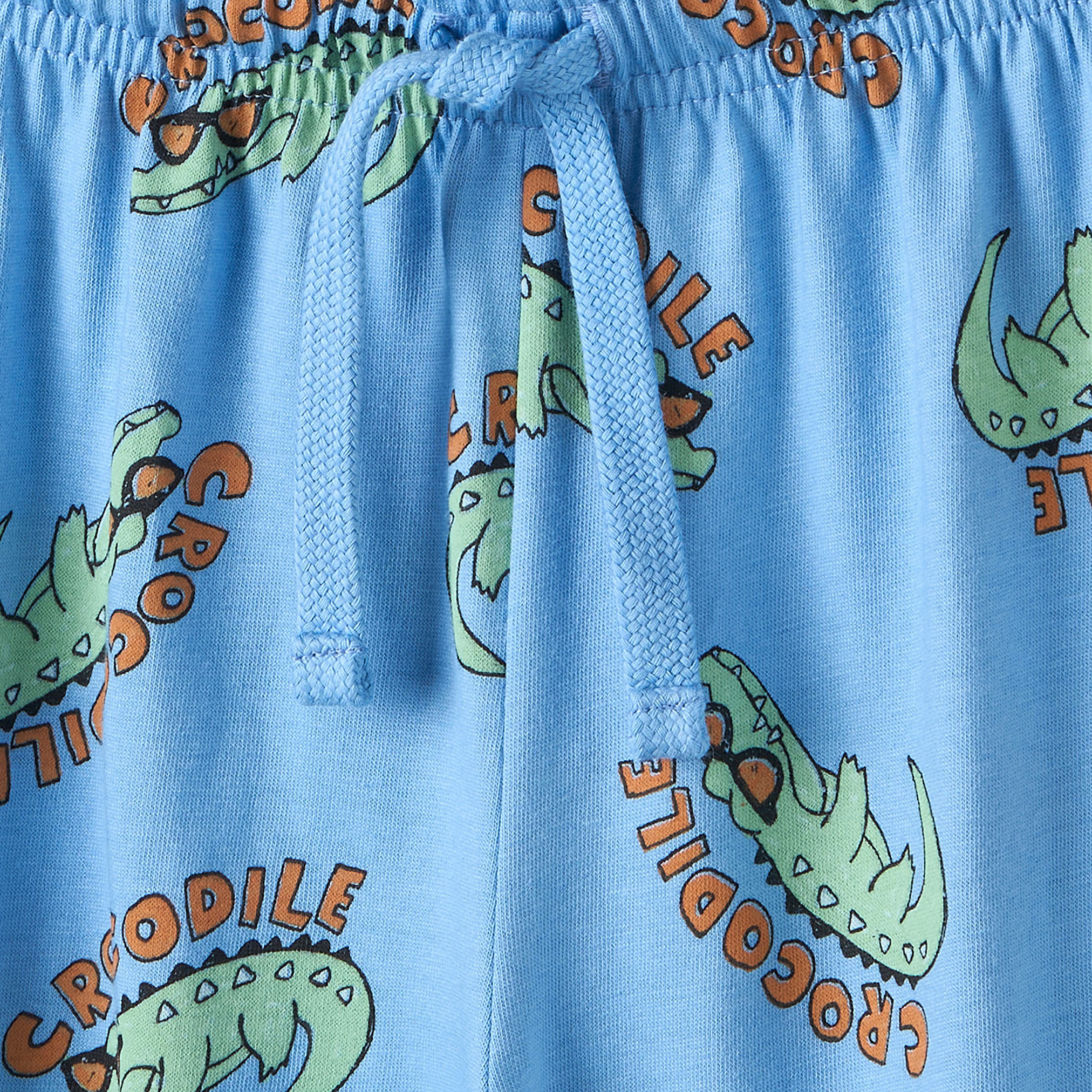 طقم بيجاما قطن بأكمام قصيرة وياقة ضيقة بطبعات تمساح من جونيورز-boys-clothing-nightwear-image-6