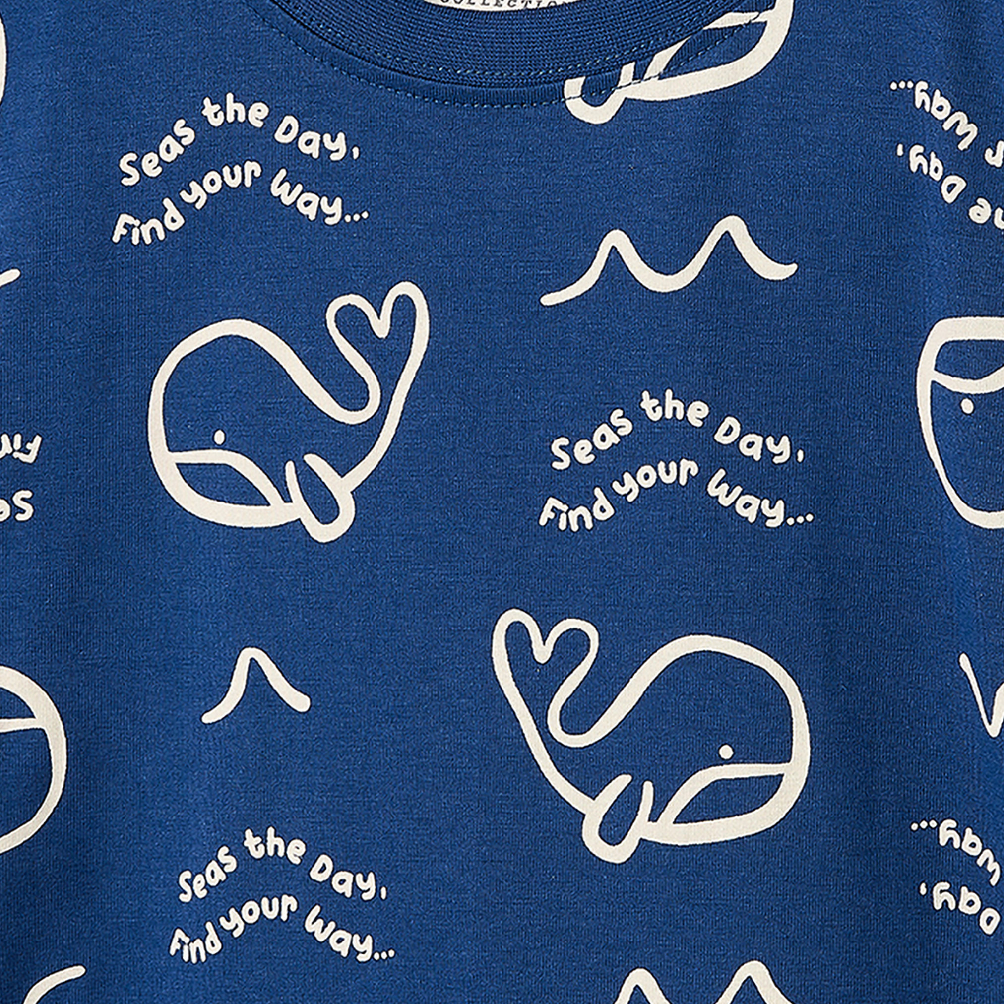 Pack of 2 Juniors Cotton Crew Neck Short Sleeves Pyjama Set with Aquatic Print-boys-clothing-nightwear-image-8