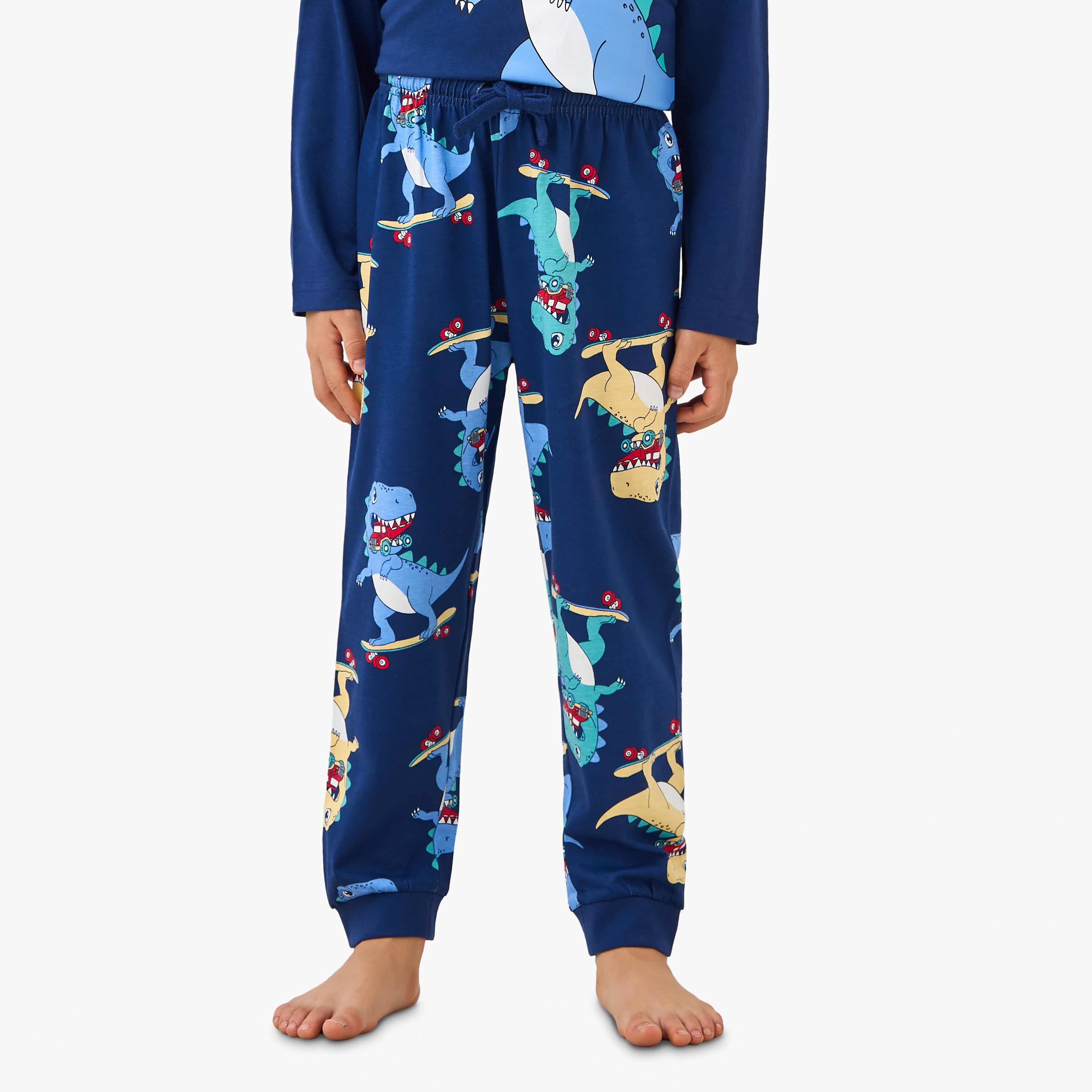 طقم بيجاما قطن بياقة مستديرة وأكمام طويلة وطبعات من جونيورز-boys-clothing-nightwear-image-3