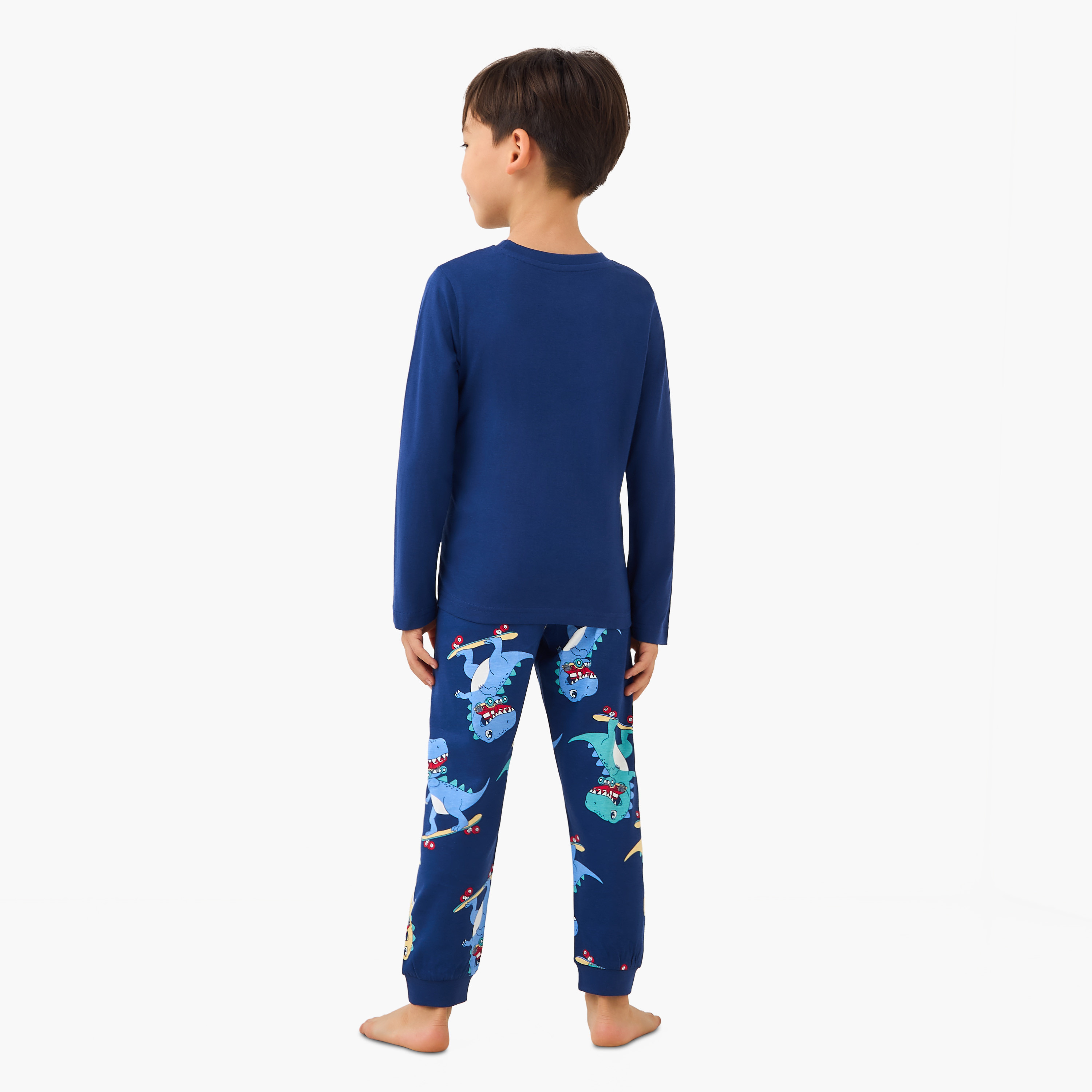 طقم بيجاما قطن بياقة مستديرة وأكمام طويلة وطبعات من جونيورز-boys-clothing-nightwear-image-4