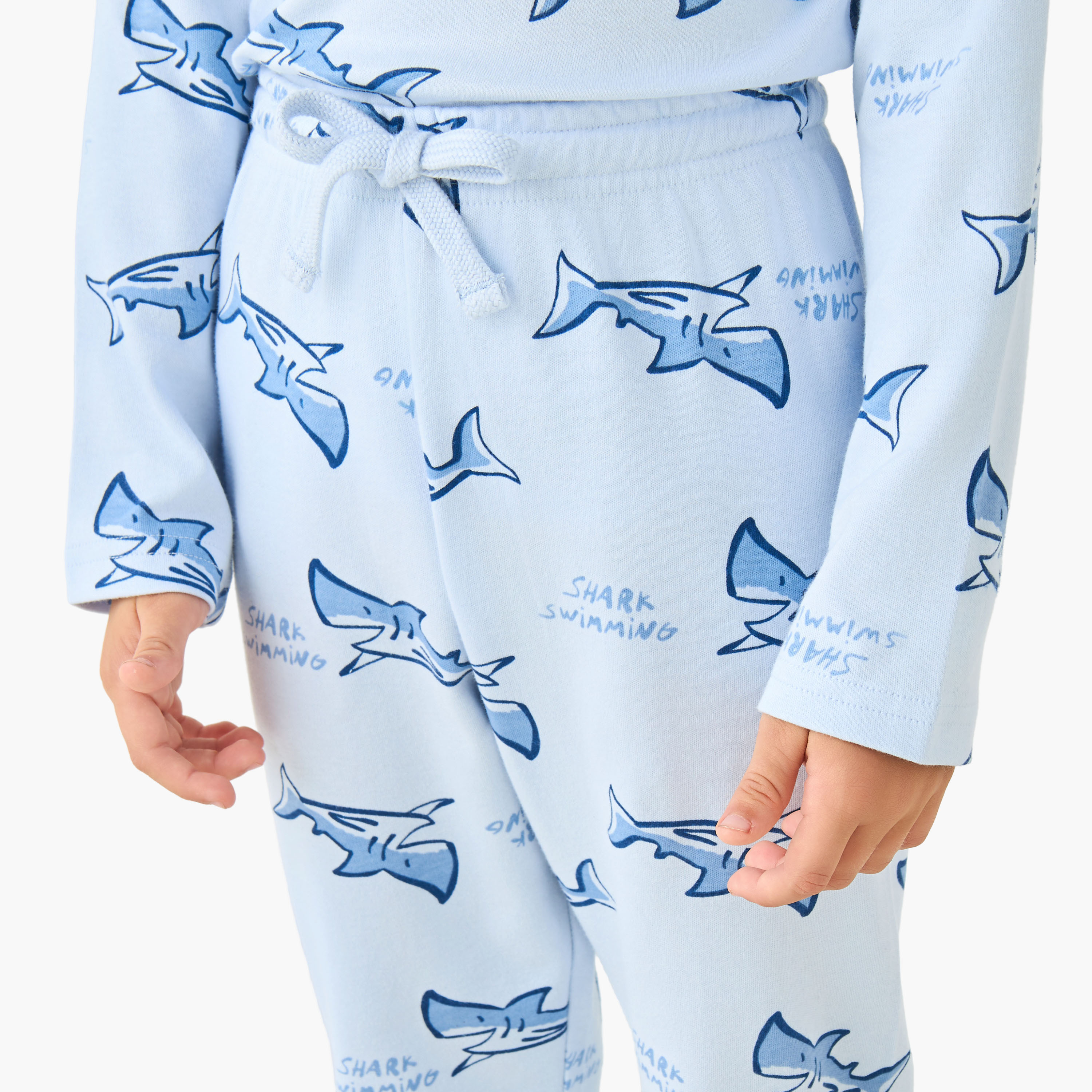 Juniors Cotton Crew Neck Long Sleeves Pyjama Set with Drawstring Closure-boys-clothing-nightwear-image-6