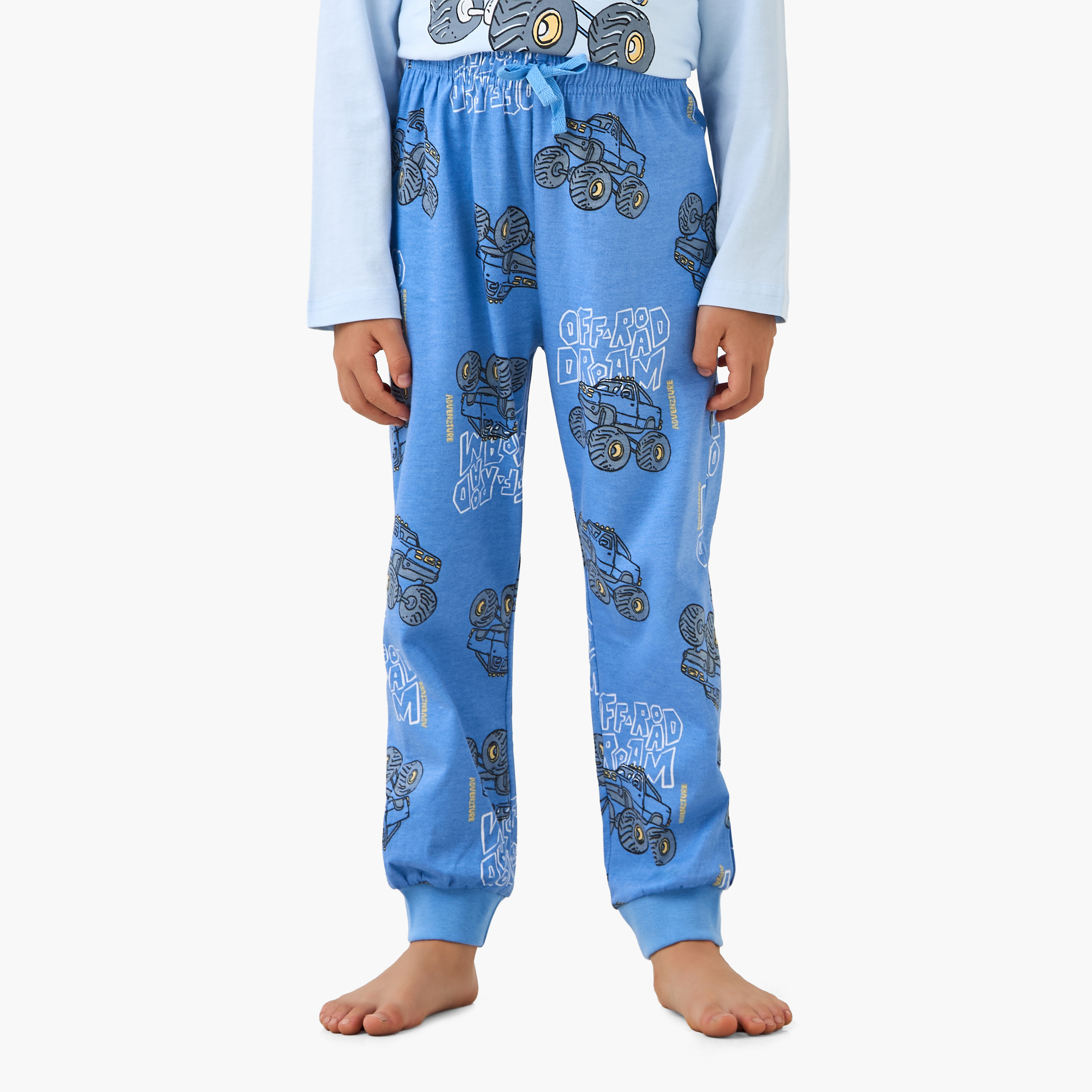 طقم بيجاما قطن بياقة مستديرة وأكمام طويلة وطبعات من جونيورز-boys-clothing-nightwear-image-4