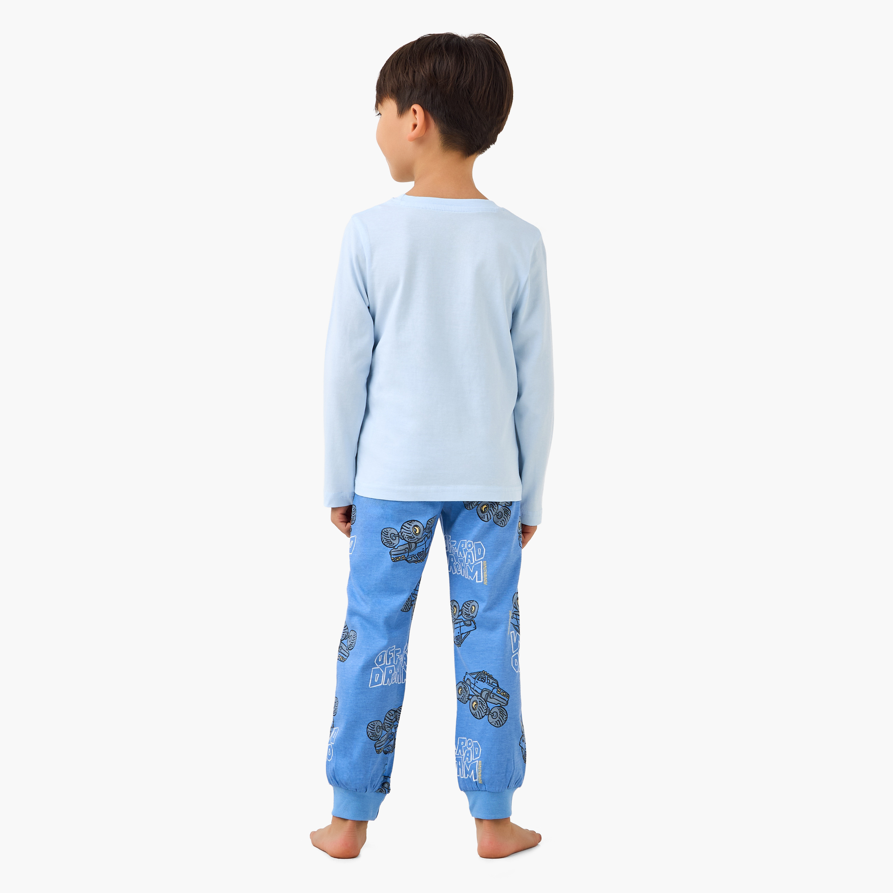 طقم بيجاما قطن بياقة مستديرة وأكمام طويلة وطبعات من جونيورز-boys-clothing-nightwear-image-3