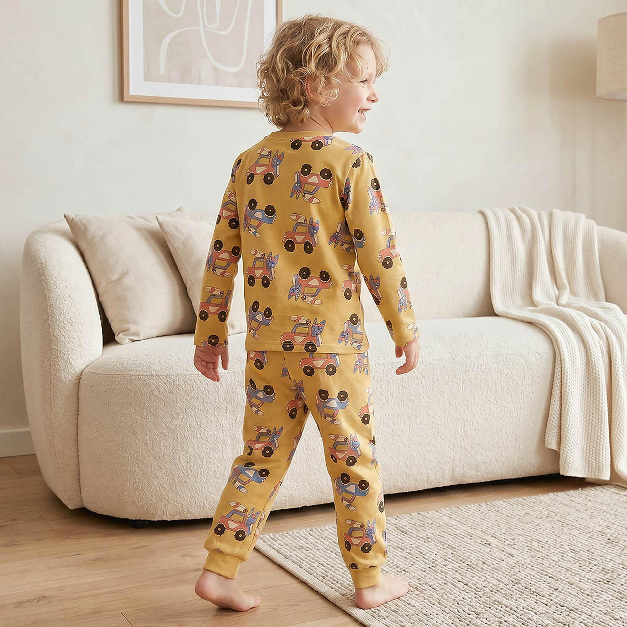 طقم بيجاما قطن بياقة مستديرة وأكمام طويلة بطبعات مركبات من جونيورز-boys-clothing-nightwear-image-3