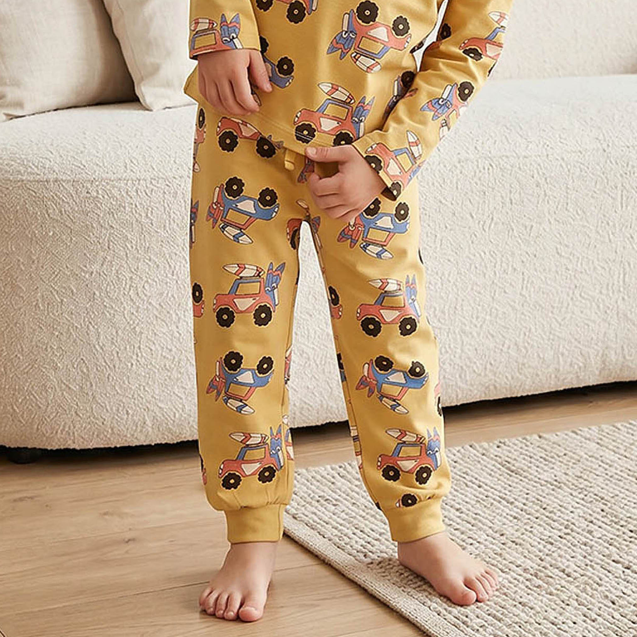 طقم بيجاما قطن بياقة مستديرة وأكمام طويلة بطبعات مركبات من جونيورز-boys-clothing-nightwear-image-4