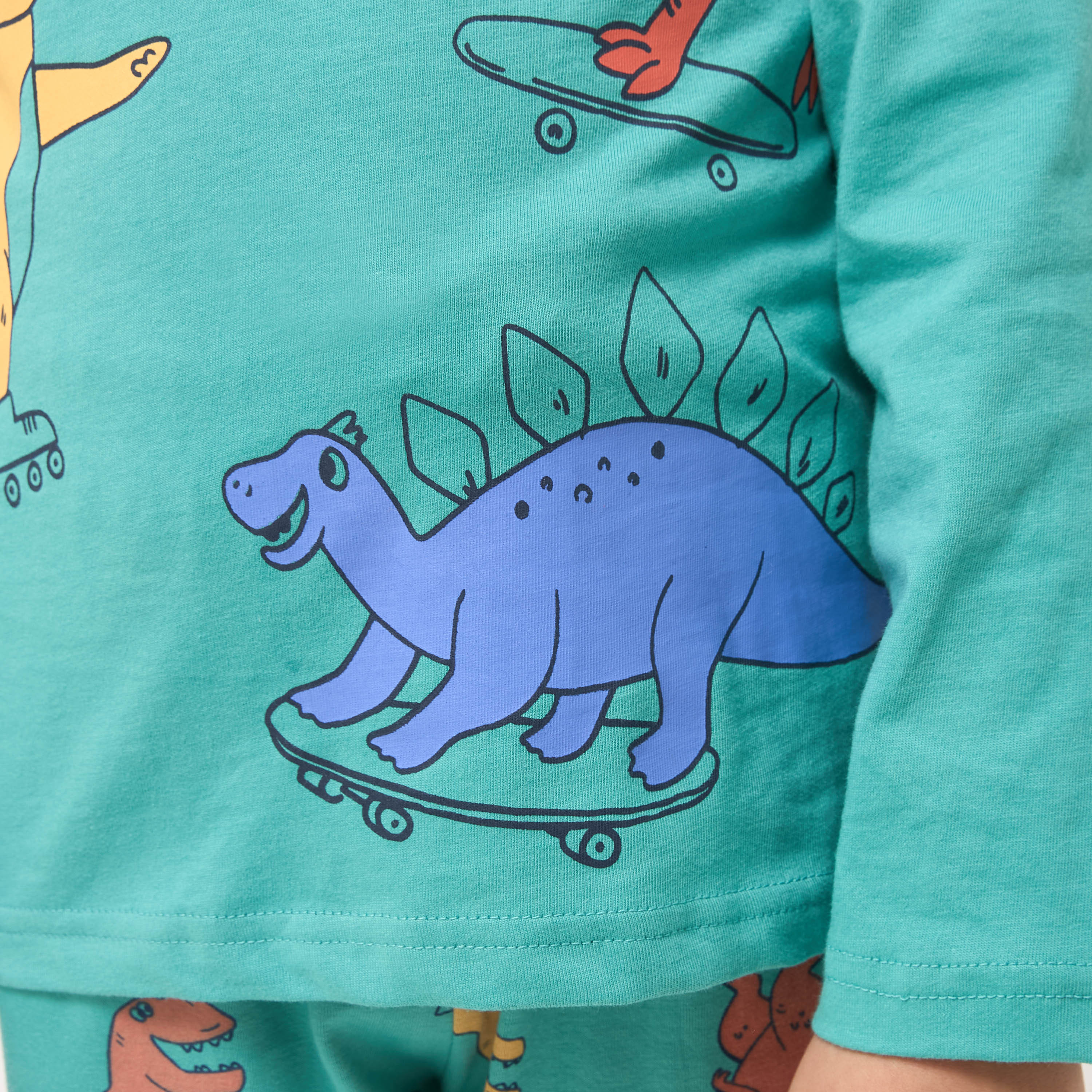 Juniors Cotton Crew Neck Long Sleeves Pyjama Set with Wild Animal Print-boys-clothing-nightwear-image-6
