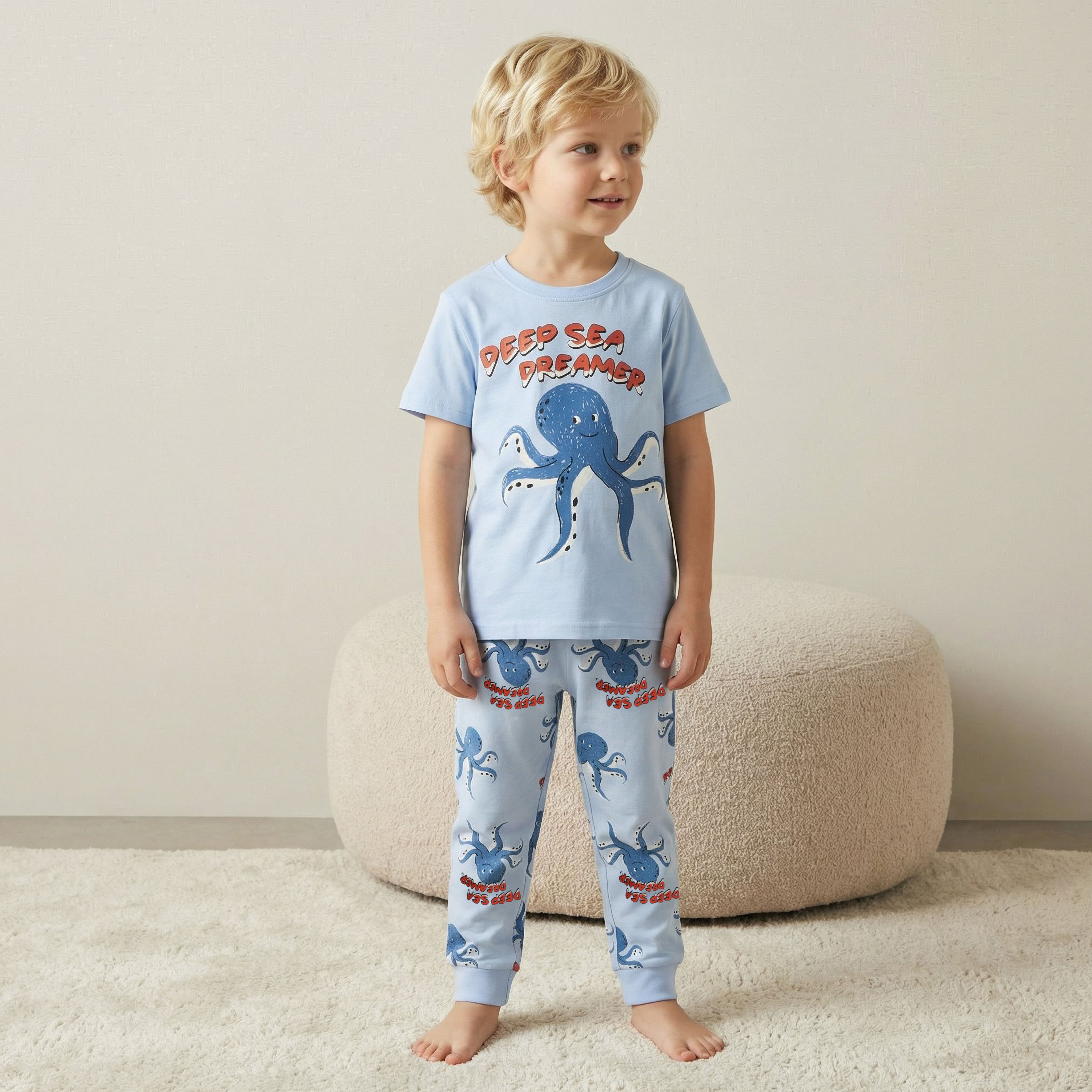 طقم بيجاما قطن بياقة ضيقة وأكمام قصيرة وطبعات من جونيورز-boys-clothing-nightwear-image-1