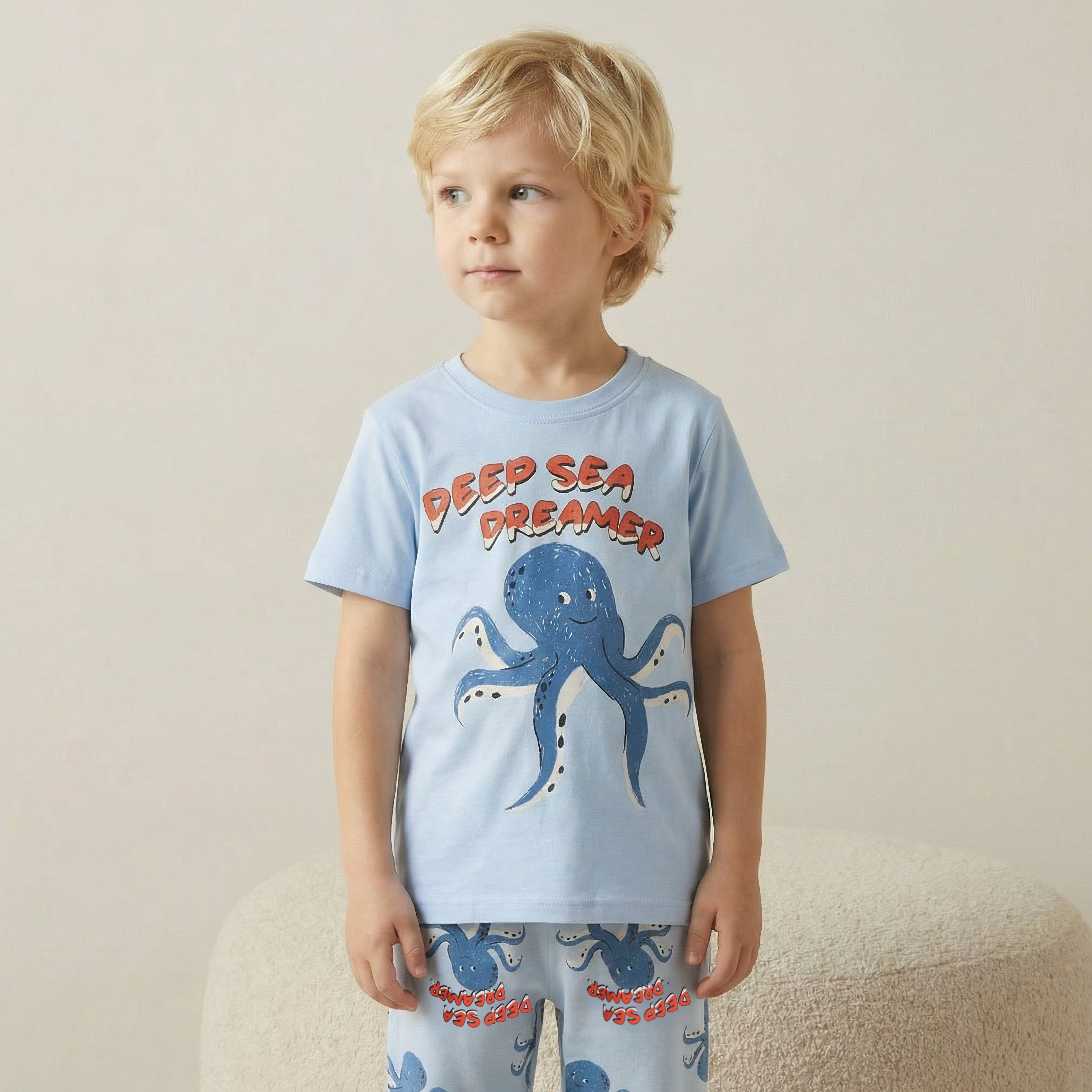 طقم بيجاما قطن بياقة ضيقة وأكمام قصيرة وطبعات من جونيورز-boys-clothing-nightwear-image-2