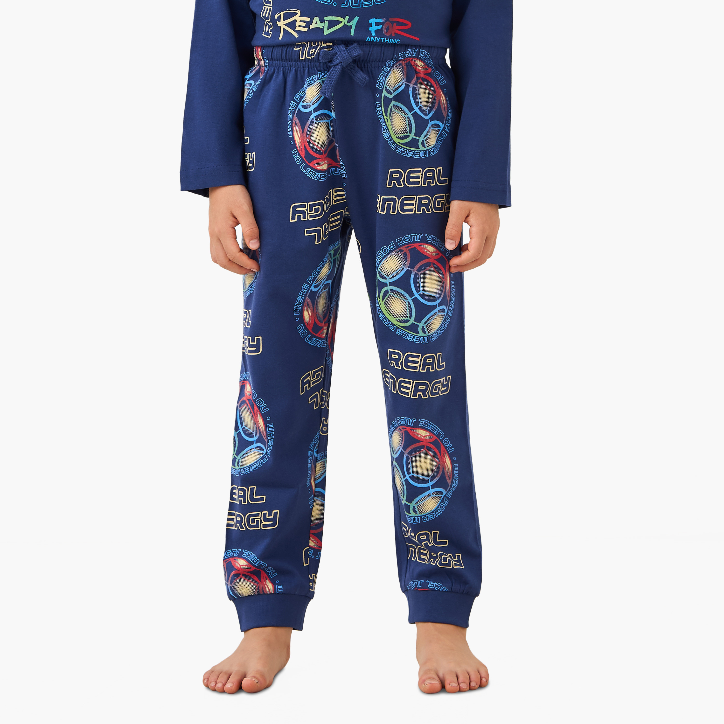 Juniors Cotton Round Neck Long Sleeve Pyjama Set with Wild Animal Print-boys-clothing-nightwear-image-3