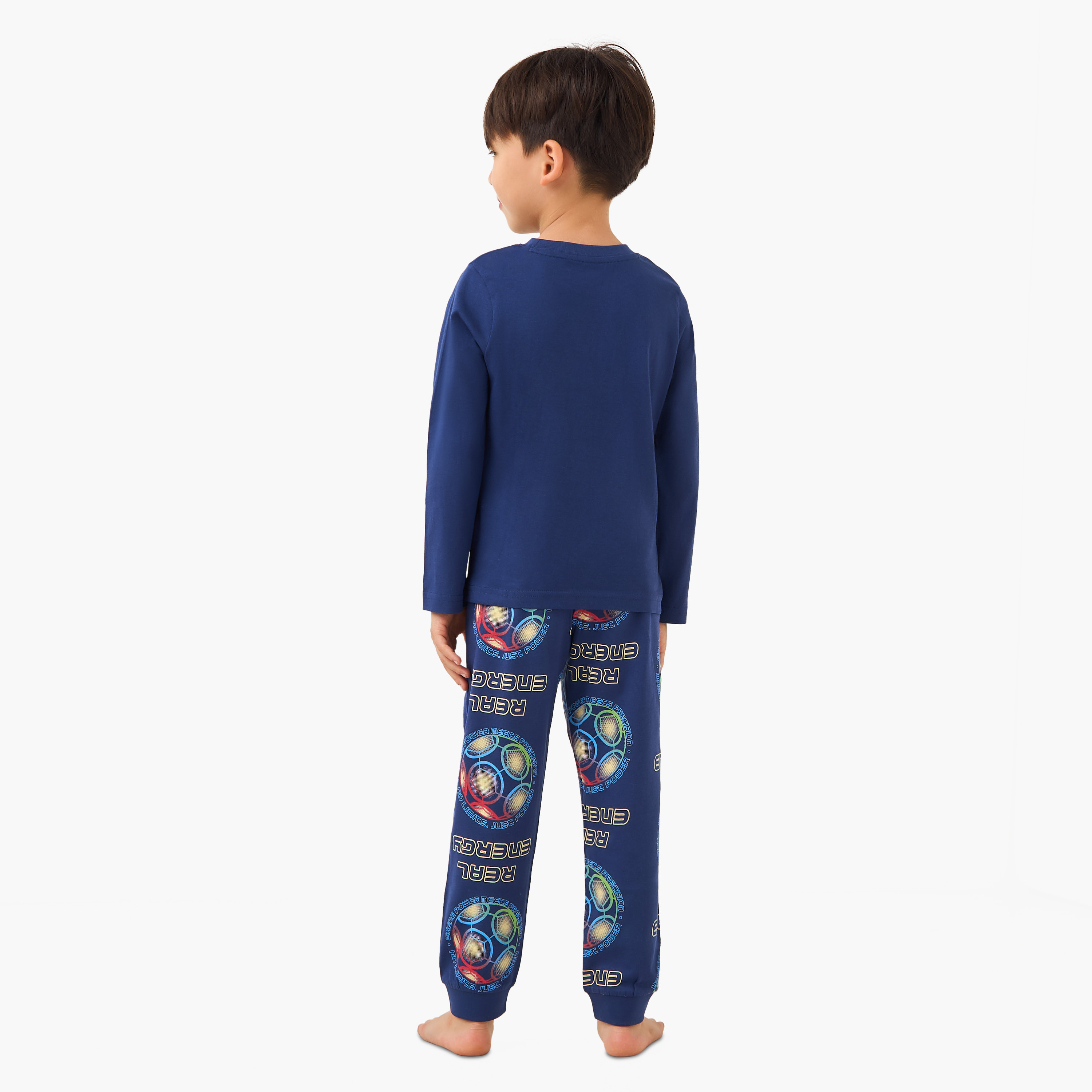 Juniors Cotton Round Neck Long Sleeve Pyjama Set with Wild Animal Print-boys-clothing-nightwear-image-4