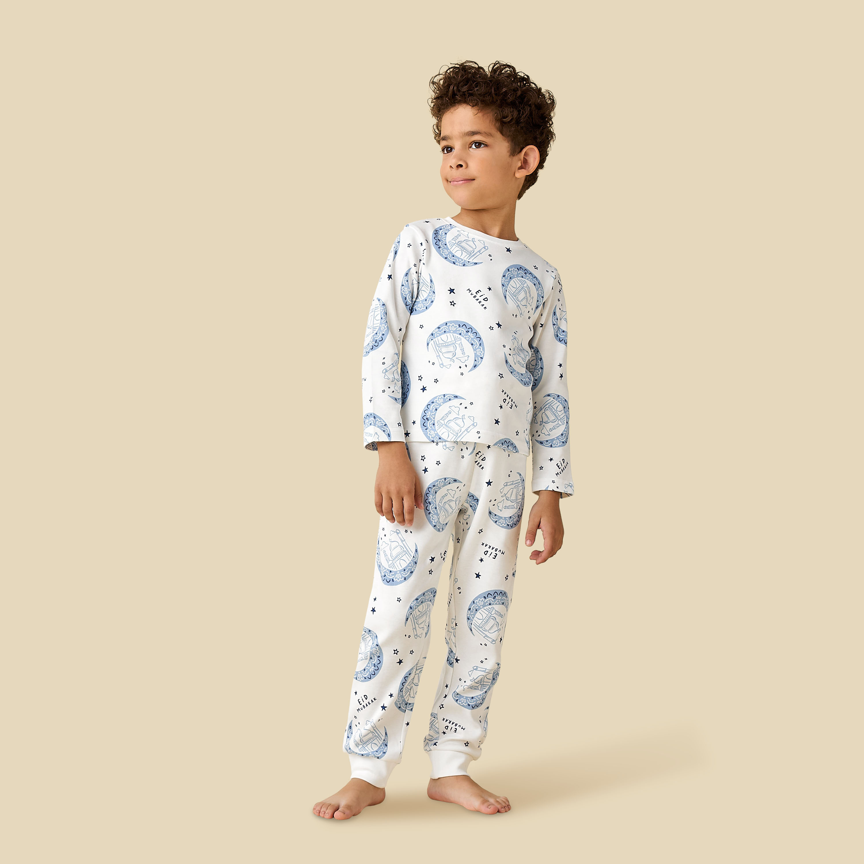 Juniors Cotton Round Neck Long Sleeves Pyjama Set with Graphic Print-boys-clothing-nightwear-image-1