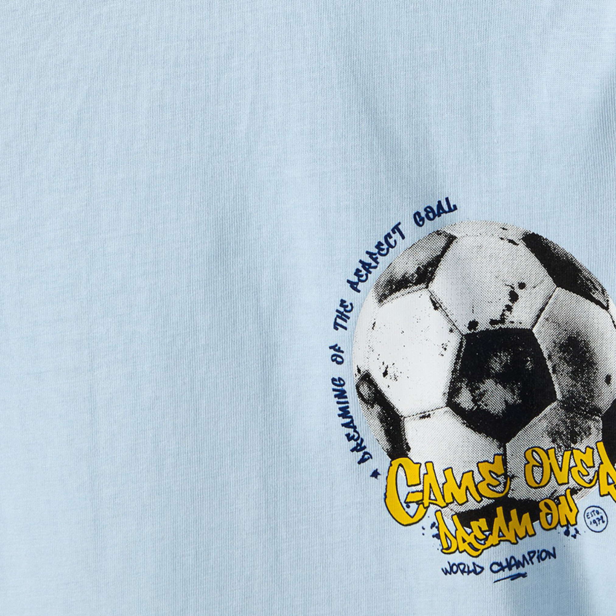 Juniors Cotton Crew Neck Short Sleeve Pyjama Set with Football Print-boys-clothing-nightwear-image-5