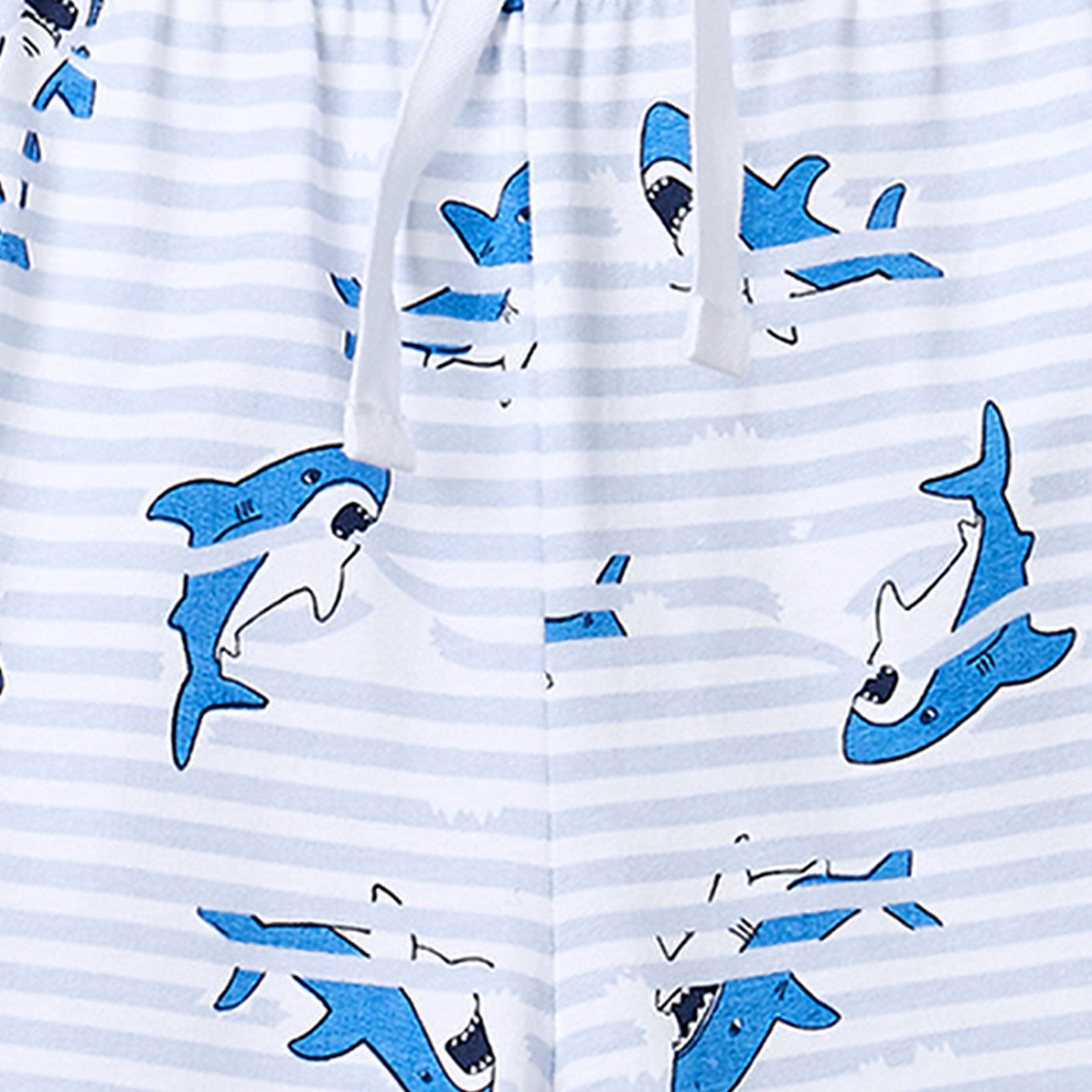 Juniors Cotton Crew Neck Short Sleeves Pyjama Set with Shark Print-boys-clothing-nightwear-image-6