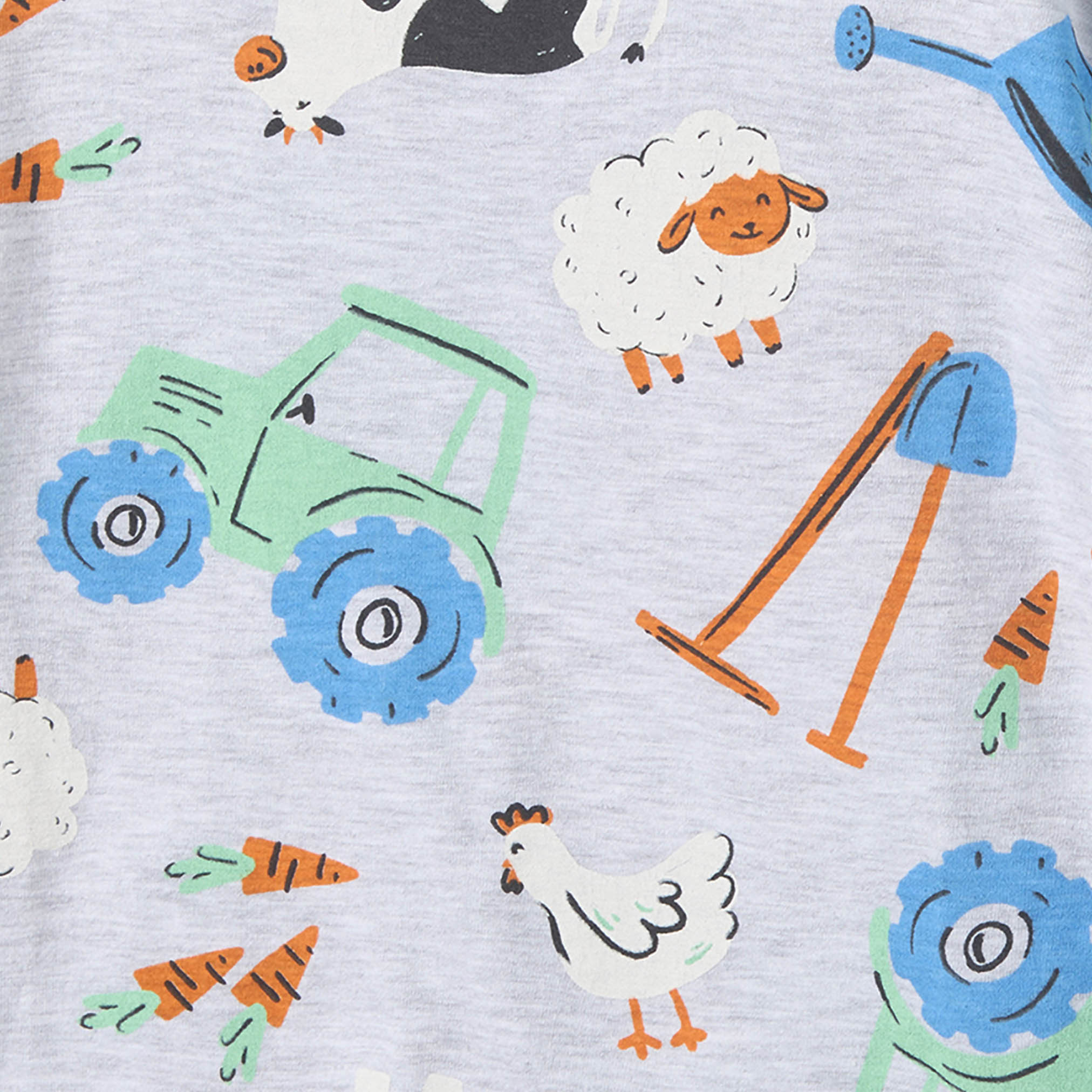 Juniors Cotton Crew Neck Long Sleeves Pyjama Set with Farm Print-boys-clothing-nightwear-image-6