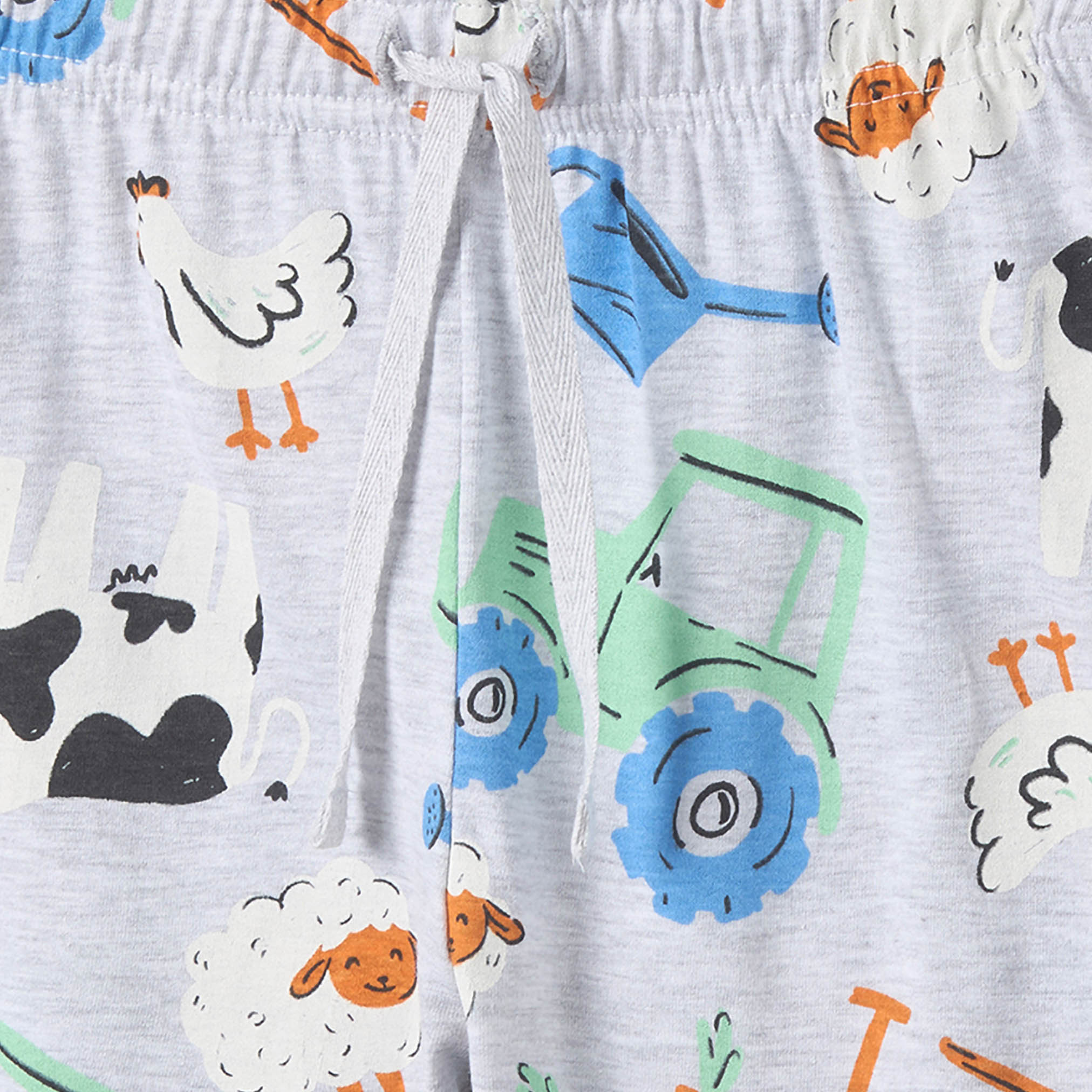 Juniors Cotton Crew Neck Long Sleeves Pyjama Set with Farm Print-boys-clothing-nightwear-image-7