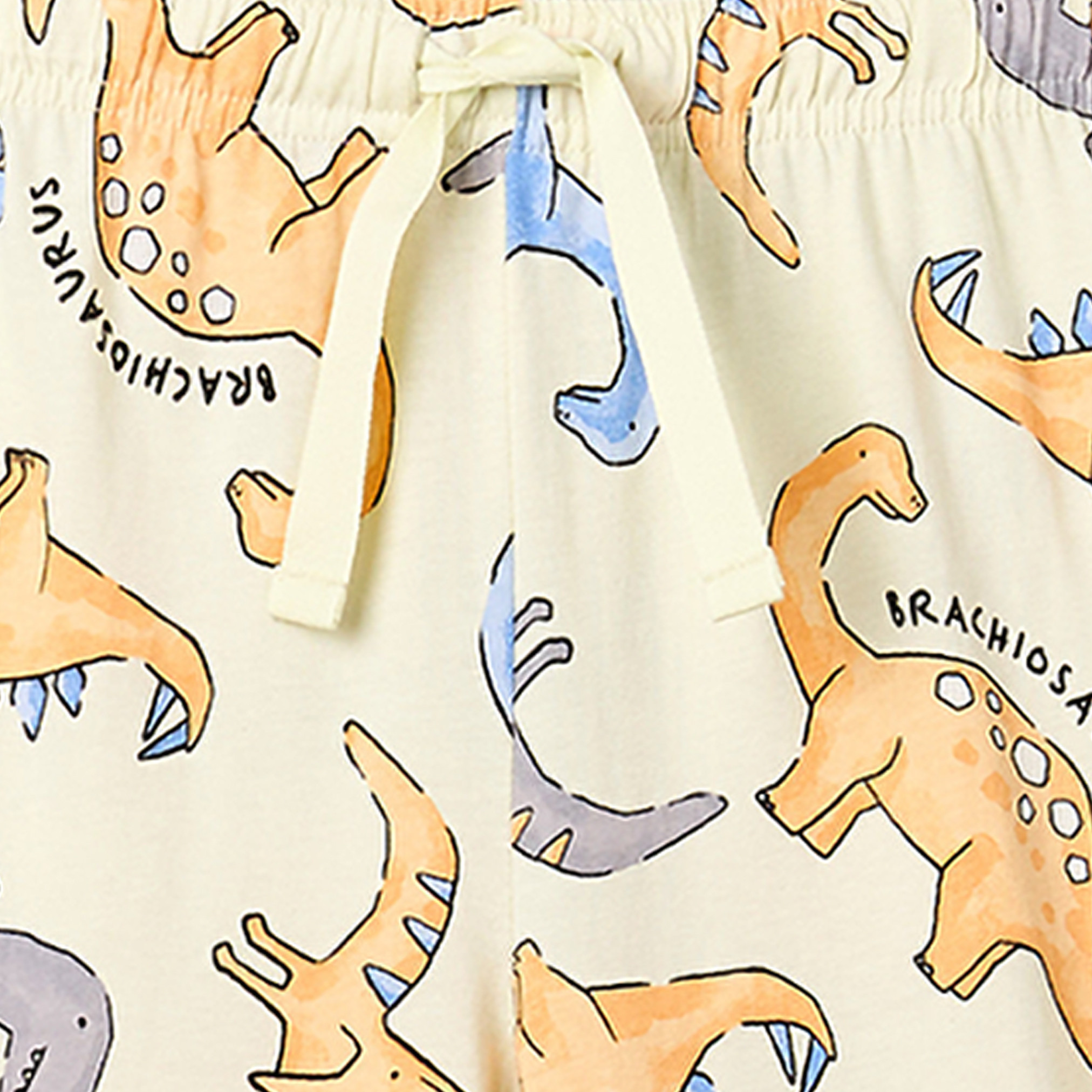 Juniors Cotton Crew Neck Short Sleeves Pyjama Set with Dinosaur Print-boys-clothing-nightwear-image-6