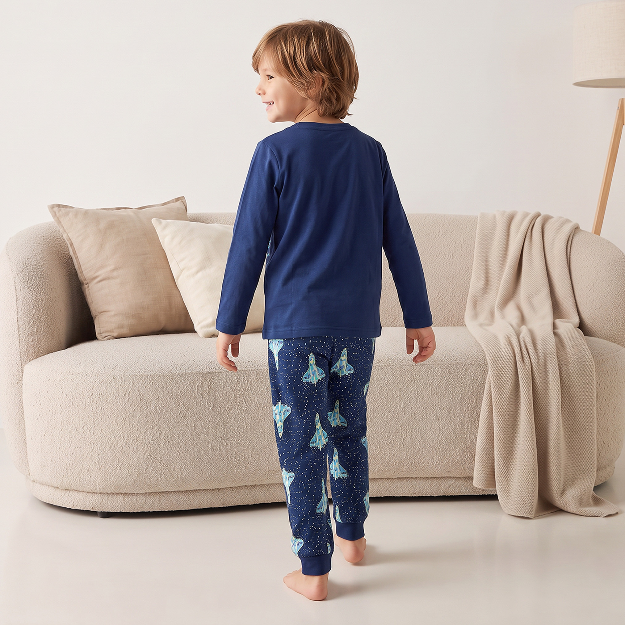 طقم بيجاما قطن بياقة ضيقة وأكمام طويلة وطبعات من جونيورز-boys-clothing-nightwear-image-4