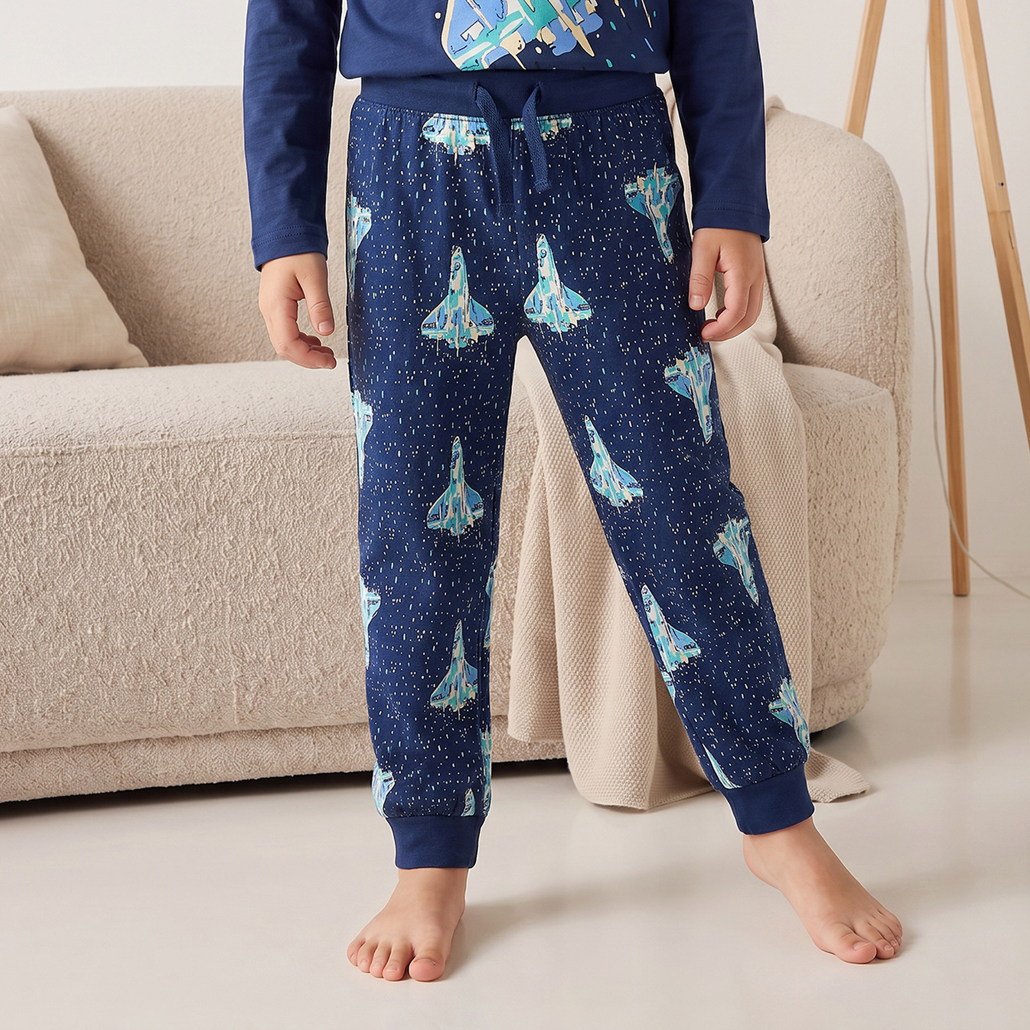 طقم بيجاما قطن بياقة ضيقة وأكمام طويلة وطبعات من جونيورز-boys-clothing-nightwear-image-3