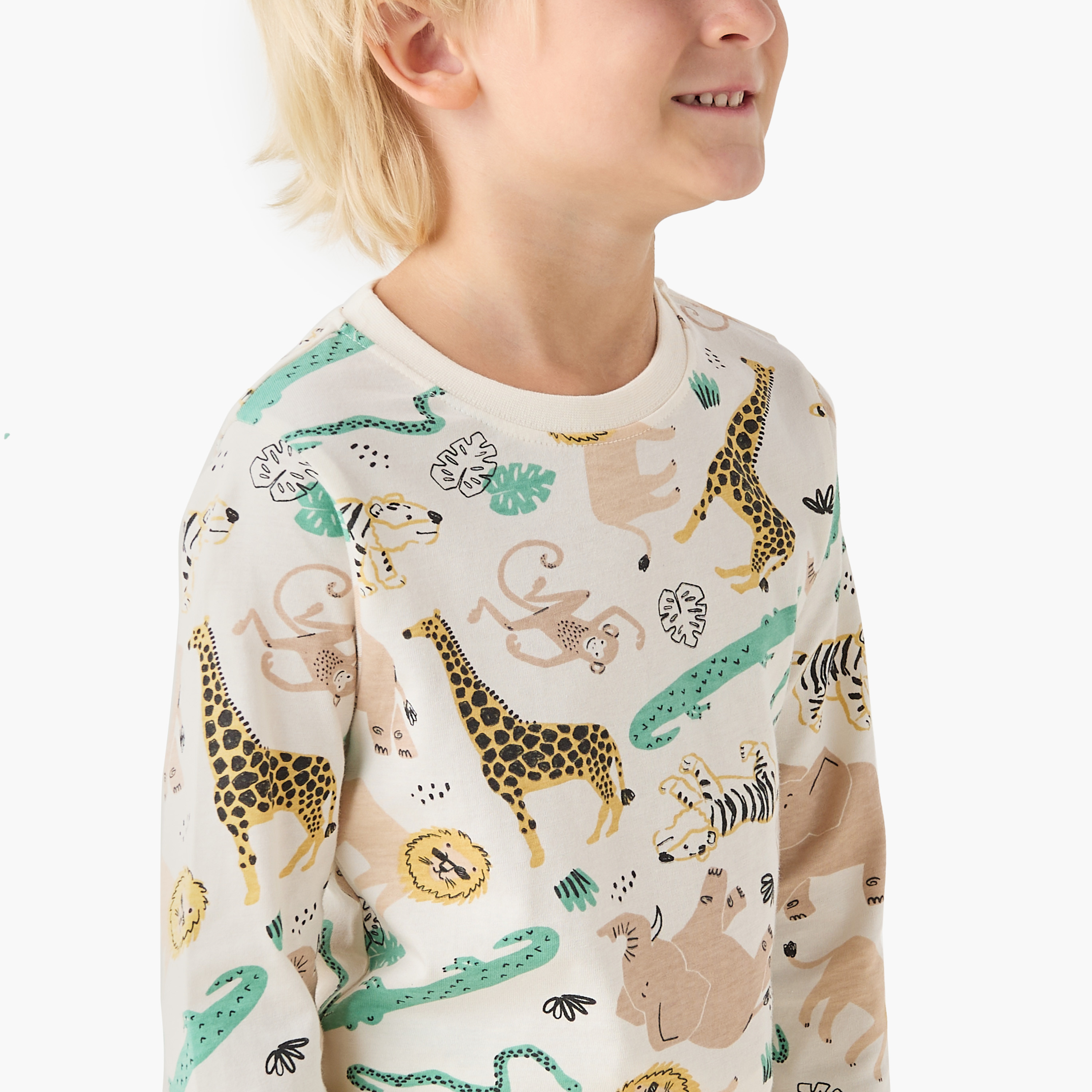 Juniors Cotton Crew Neck Long Sleeves Pyjama Set with Dinosaur Print-promo_babyshop_Buy2for69_UAE130126-image-5