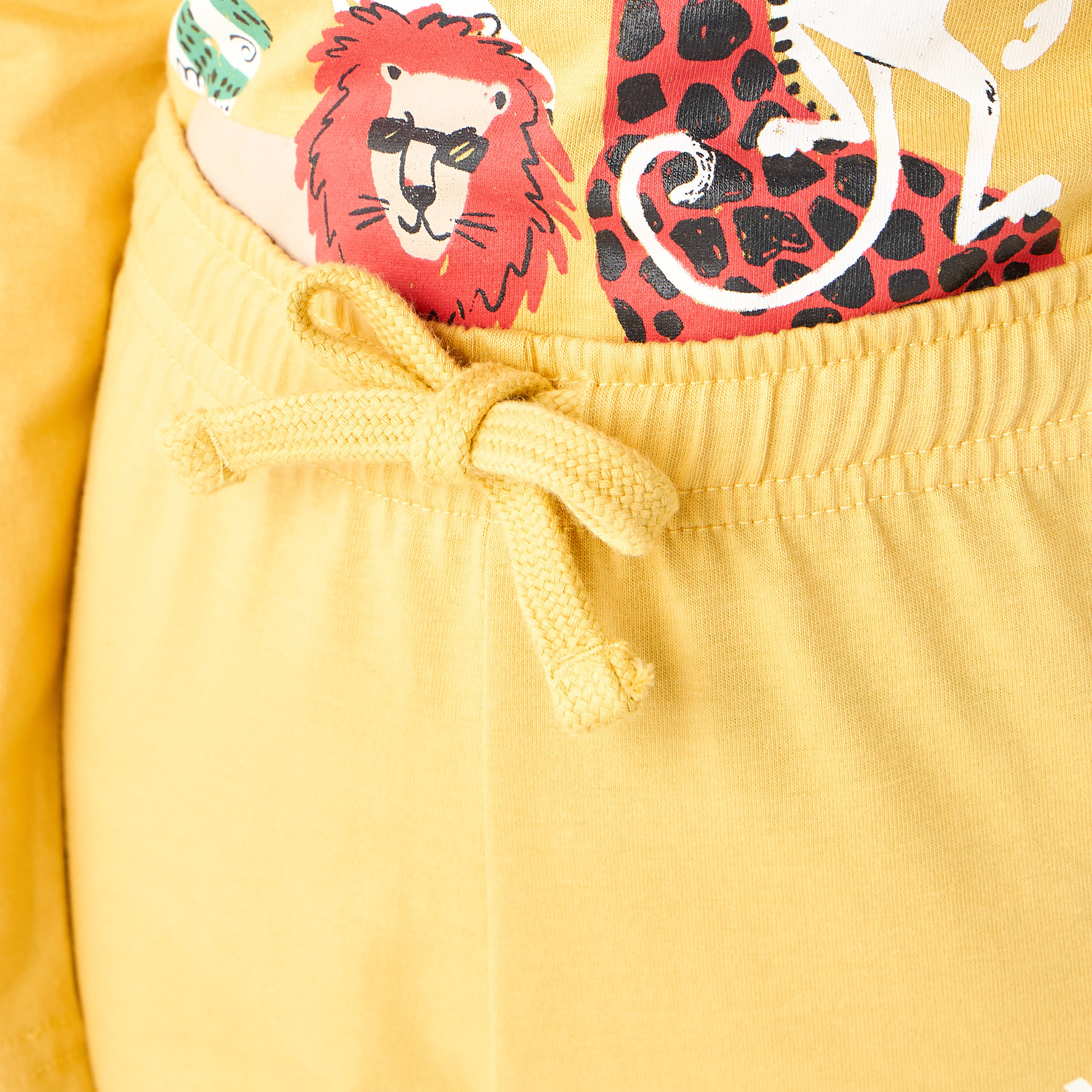 Juniors Cotton Crew Neck Long Sleeves Pyjama Set with Wild Animal Print-boys-clothing-nightwear-image-6