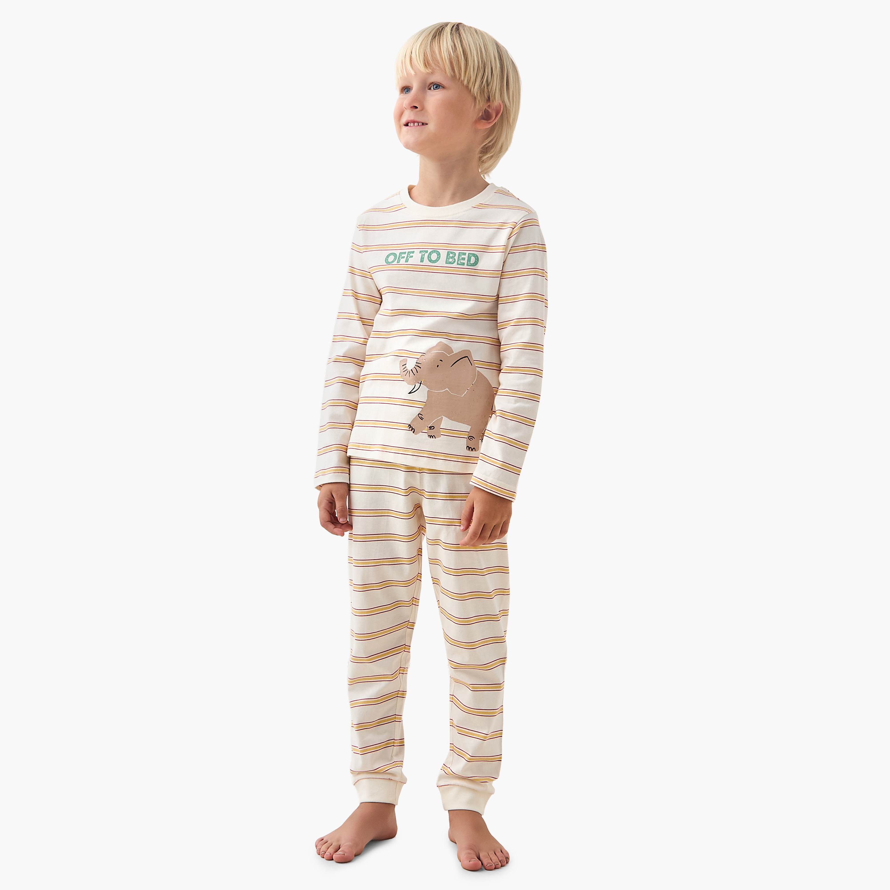 Juniors Cotton Crew Neck Long Sleeves Pyjama Set with Wild Animal Print-promo_babyshop_Buy2for69_UAE130126-image-1