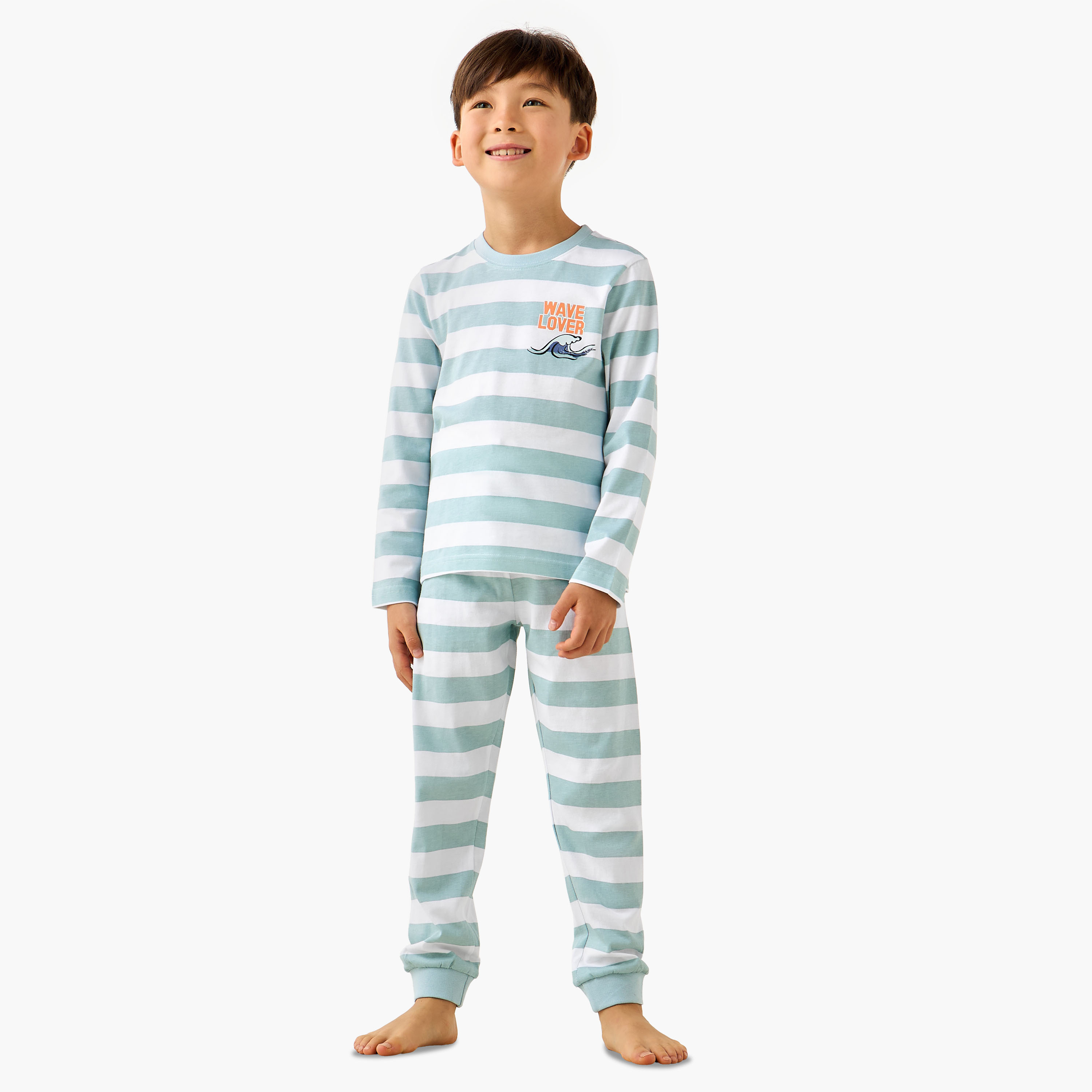 بنطلون بيجاما وتيشيرت قطن بأكمام طويلة ورقبة ضيقة وطبعات من جونيورز-boys-clothing-nightwear-image-1