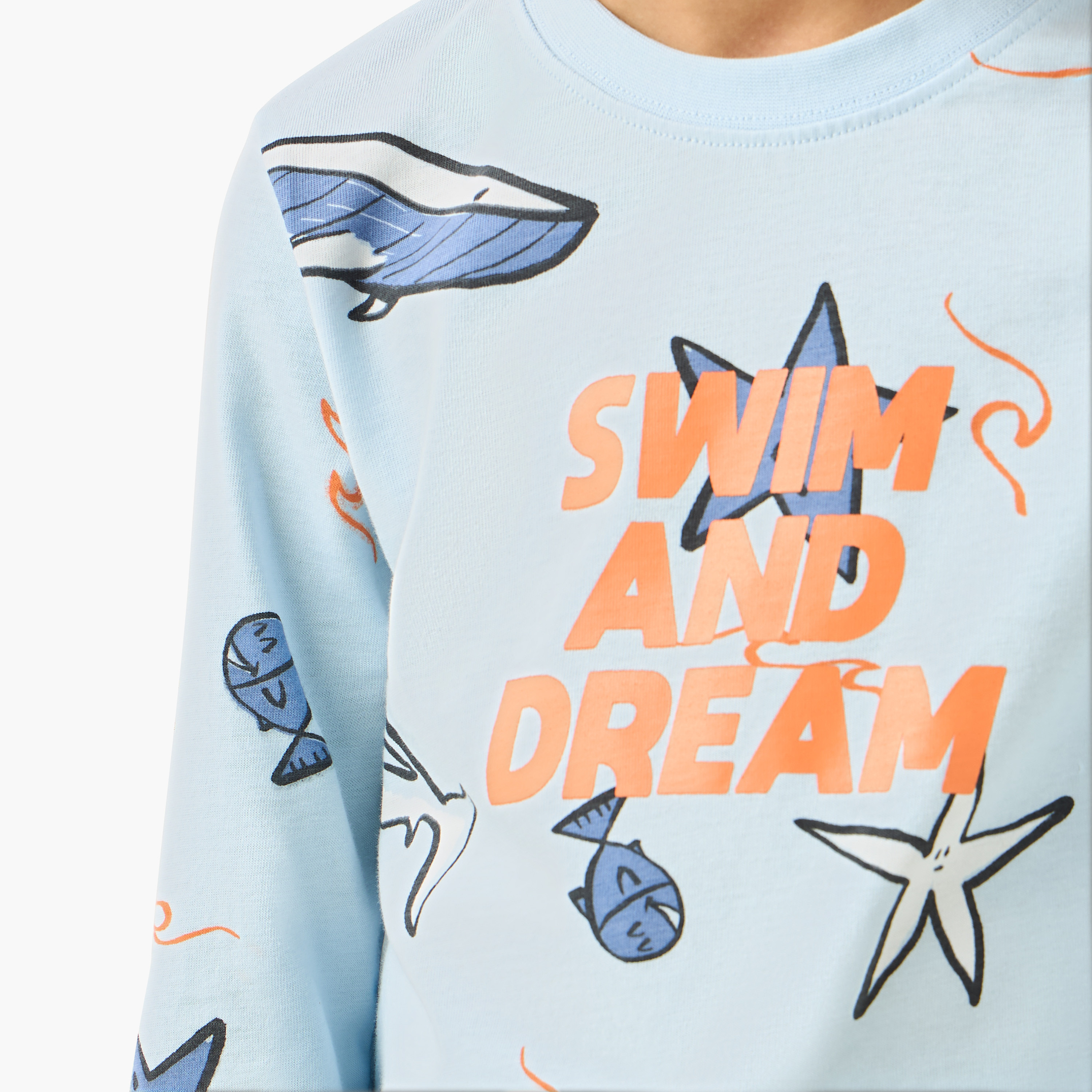 طقم بيجاما قطن بياقة ضيقة وأكمام طويلة وطبعات سفاري من جونيورز-boys-clothing-nightwear-image-9