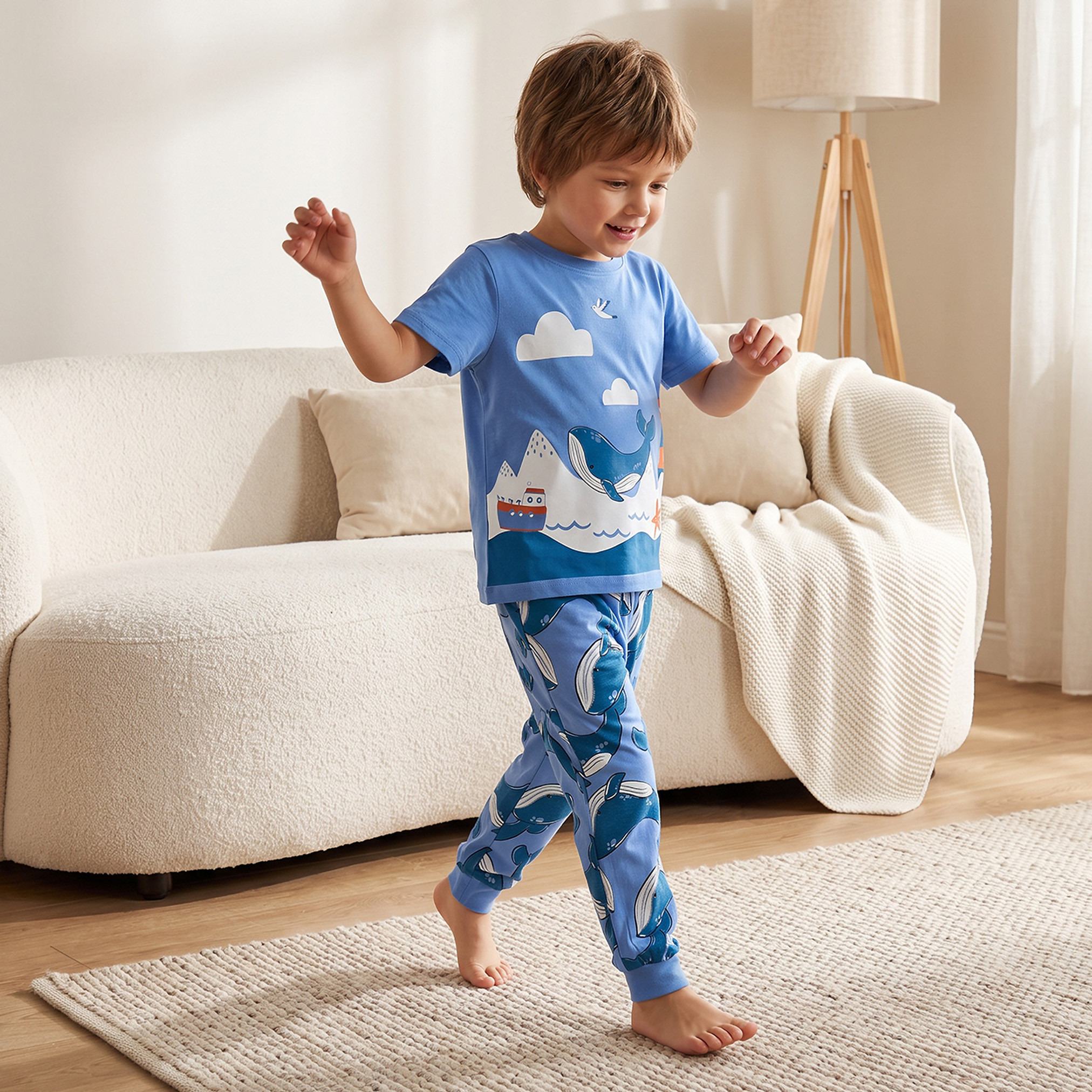طقم بيجاما قطن بياقة ضيقة وأكمام قصيرة وطبعات من جونيورز-boys-clothing-nightwear-image-5