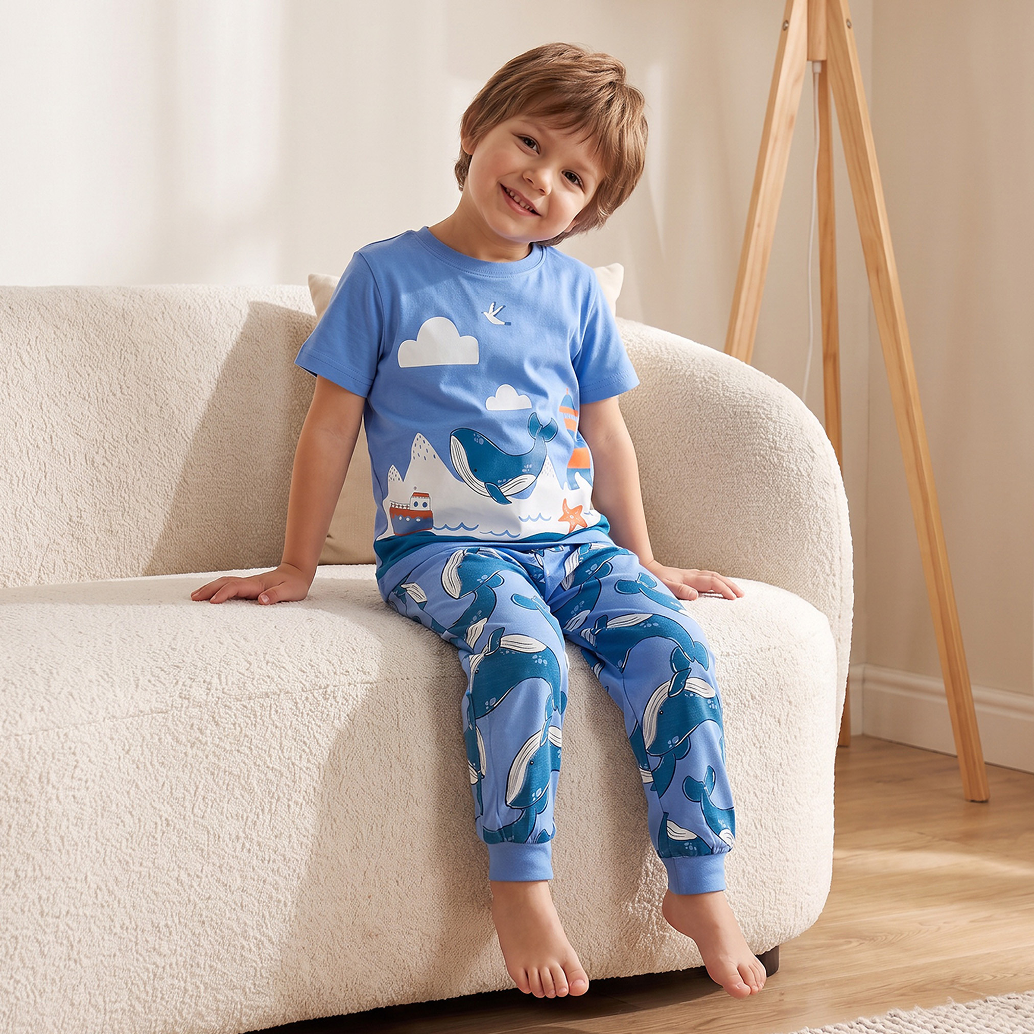 طقم بيجاما قطن بياقة ضيقة وأكمام قصيرة وطبعات من جونيورز-boys-clothing-nightwear-image-6