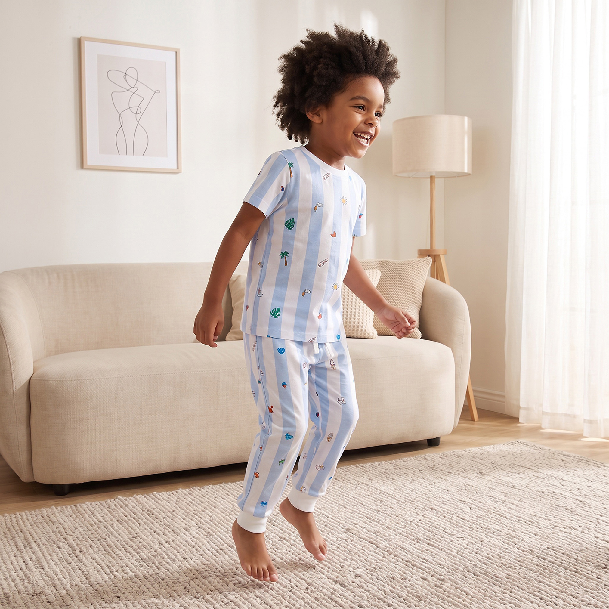 طقم بيجاما قطن بياقة ضيقة وأكمام قصيرة وطبعات من جونيورز-boys-clothing-nightwear-image-1