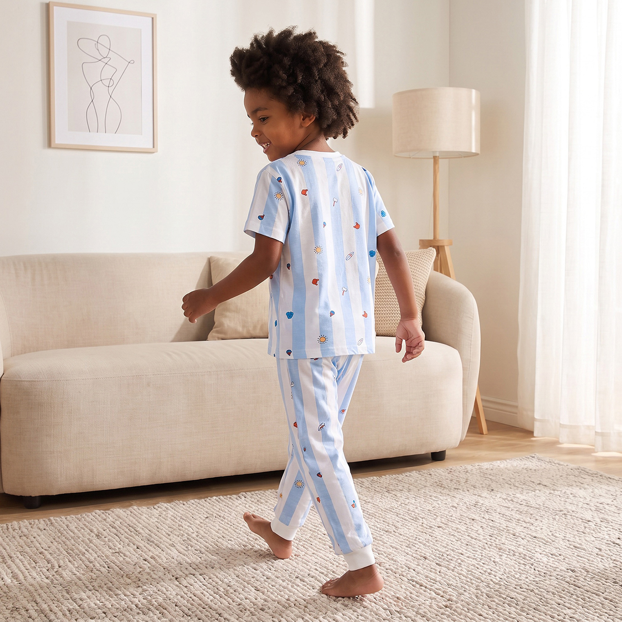طقم بيجاما قطن بياقة ضيقة وأكمام قصيرة وطبعات من جونيورز-boys-clothing-nightwear-image-2