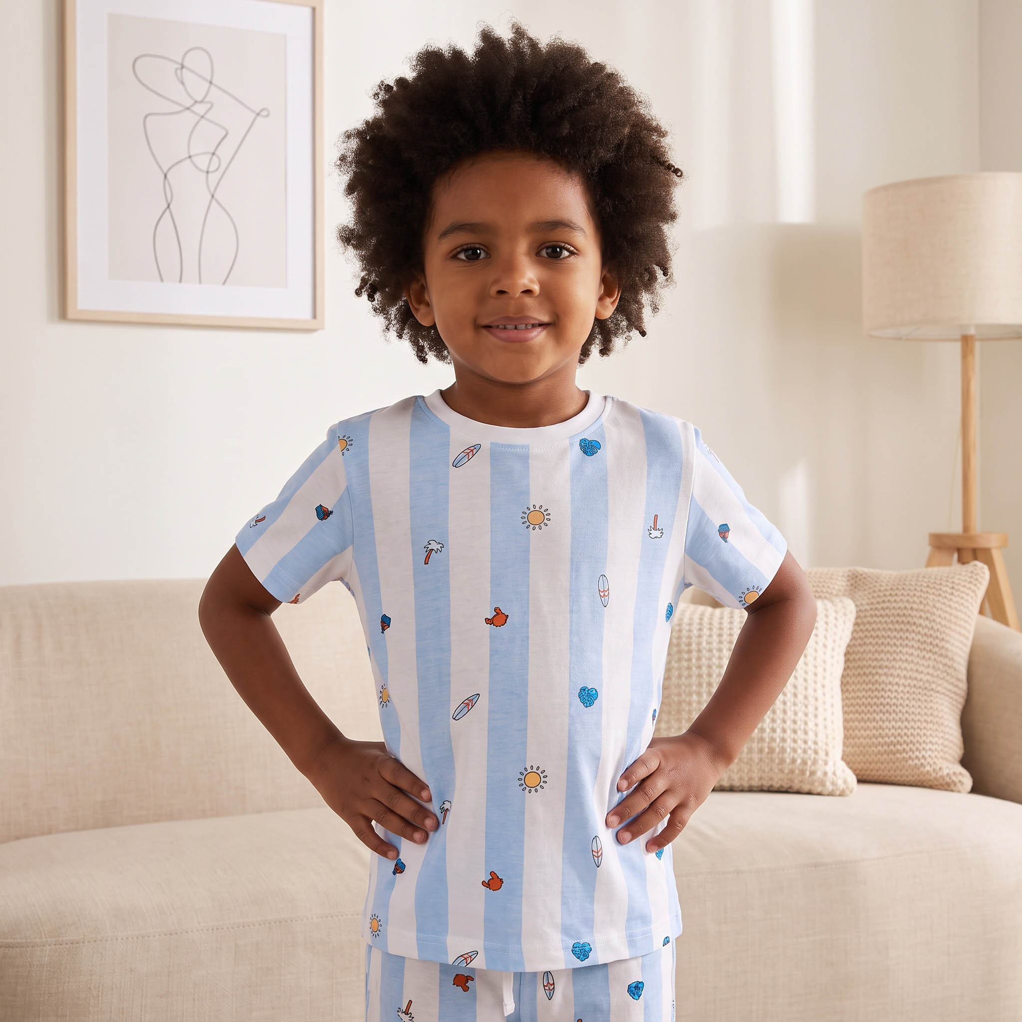 طقم بيجاما قطن بياقة ضيقة وأكمام قصيرة وطبعات من جونيورز-boys-clothing-nightwear-image-3