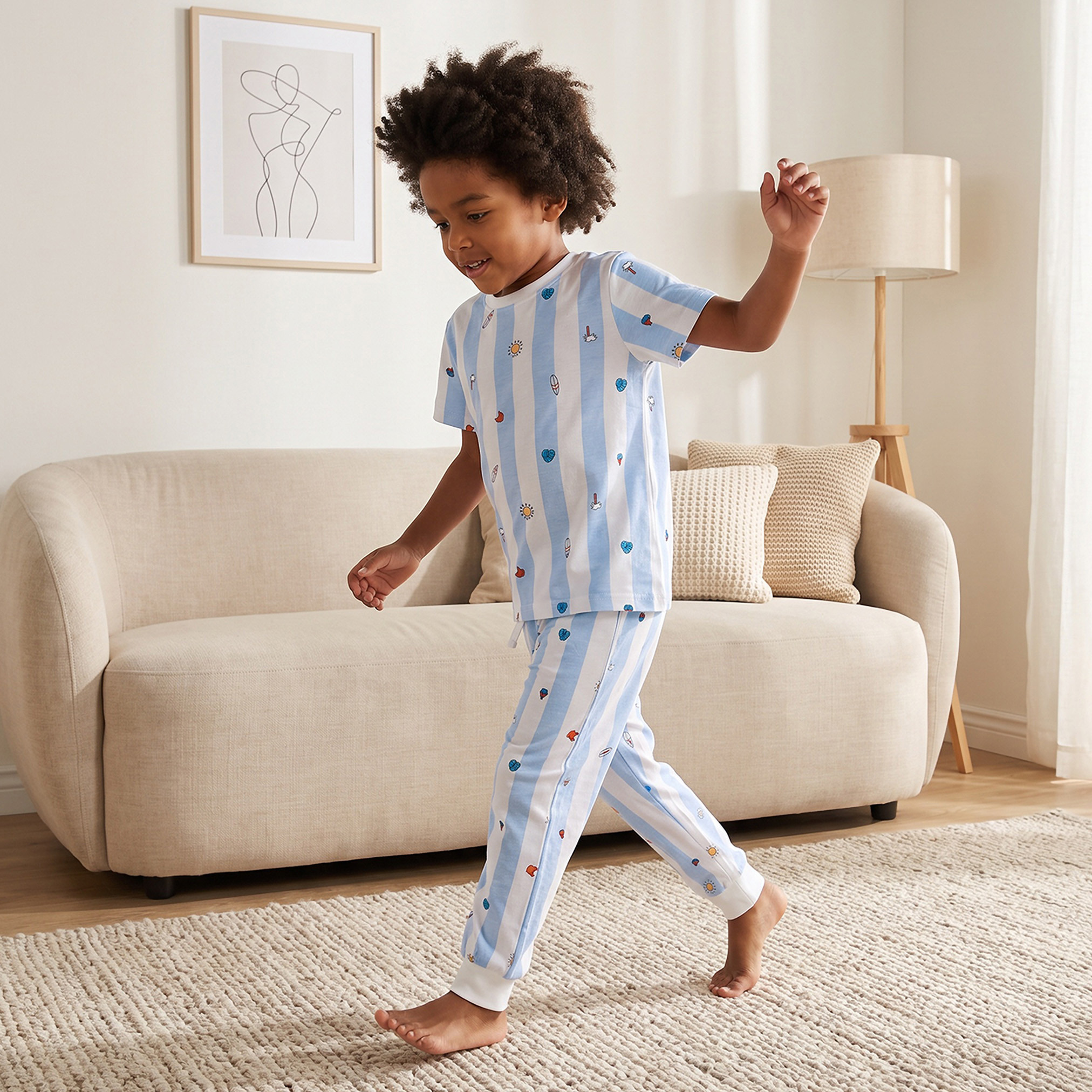طقم بيجاما قطن بياقة ضيقة وأكمام قصيرة وطبعات من جونيورز-boys-clothing-nightwear-image-5