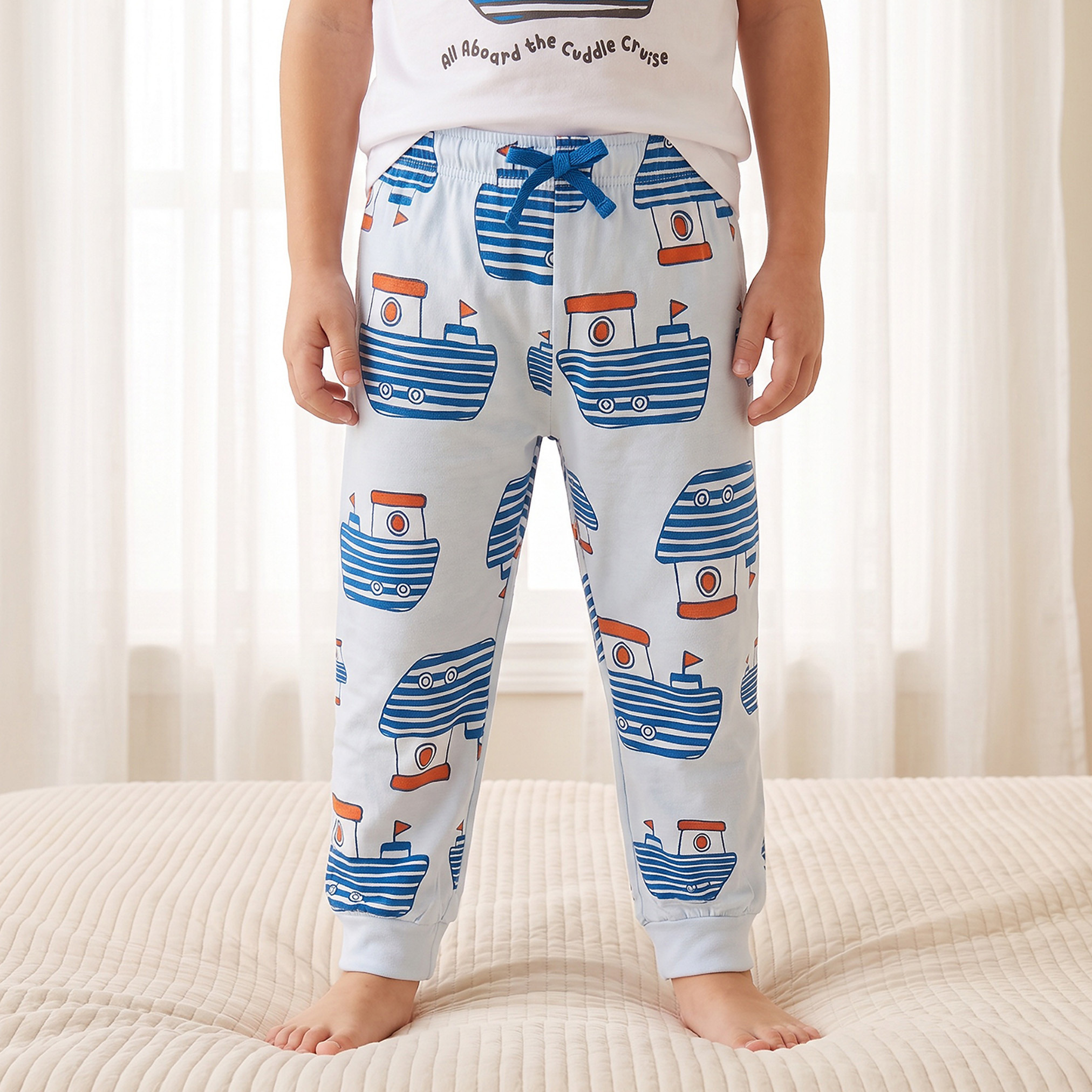 طقم بيجاما قطن بياقة ضيقة وأكمام قصيرة وطبعات من جونيورز-boys-clothing-nightwear-image-4