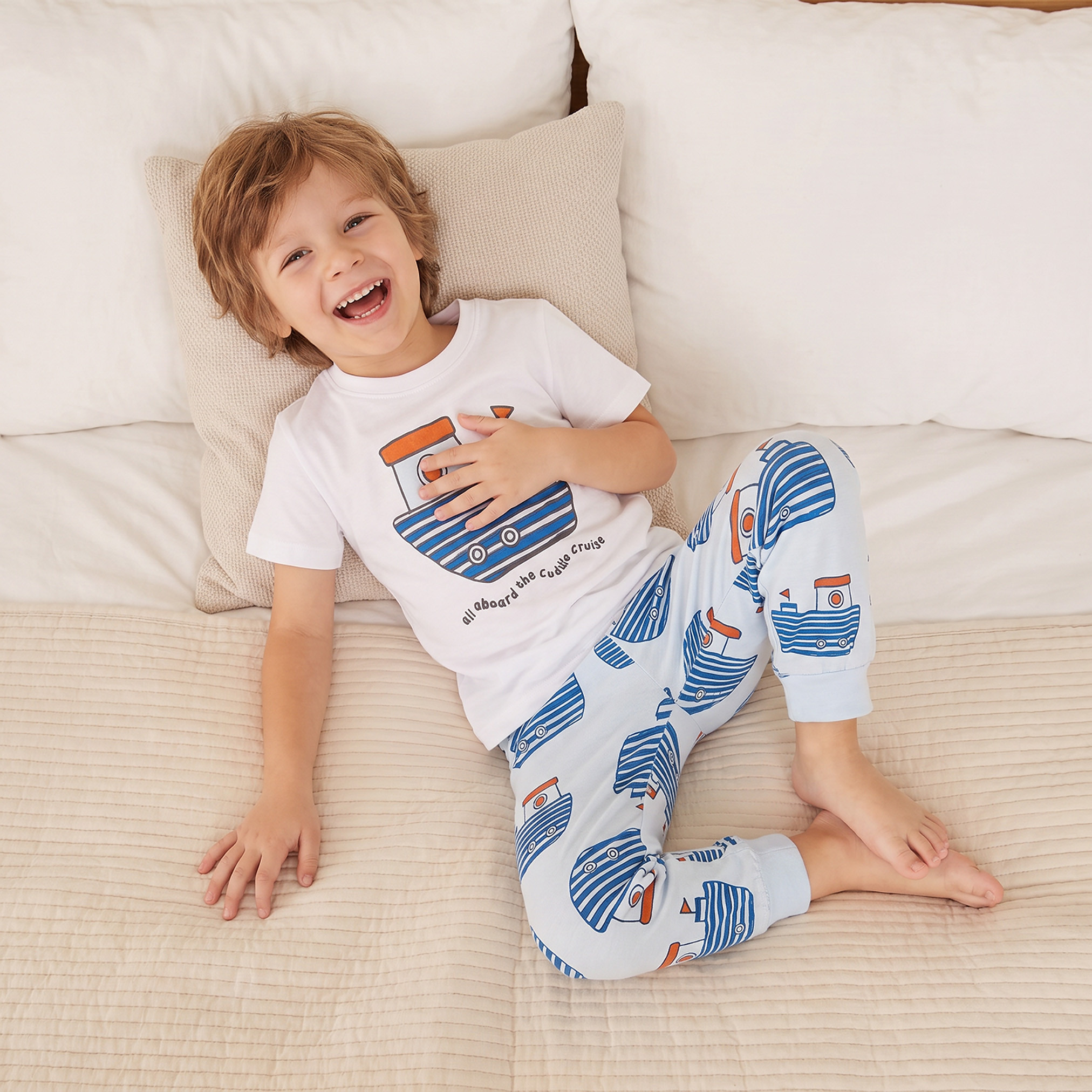 طقم بيجاما قطن بياقة ضيقة وأكمام قصيرة وطبعات من جونيورز-boys-clothing-nightwear-image-6