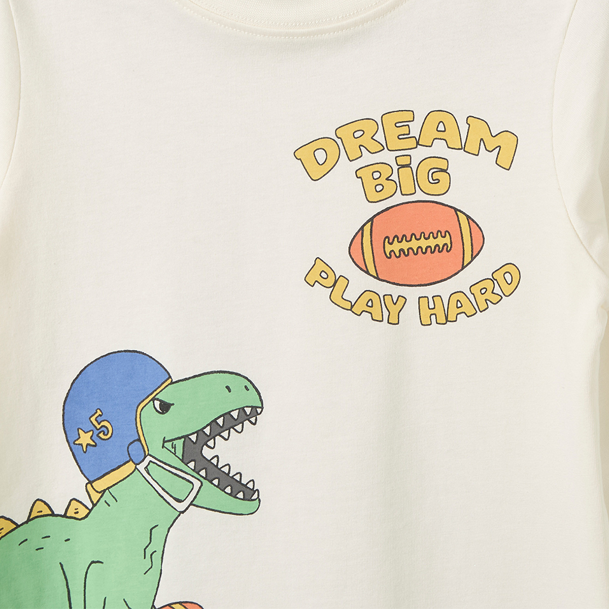 Juniors Cotton Crew Neck Long Sleeves Pyjama Set with Dinosaur Print-boys-clothing-nightwear-image-5
