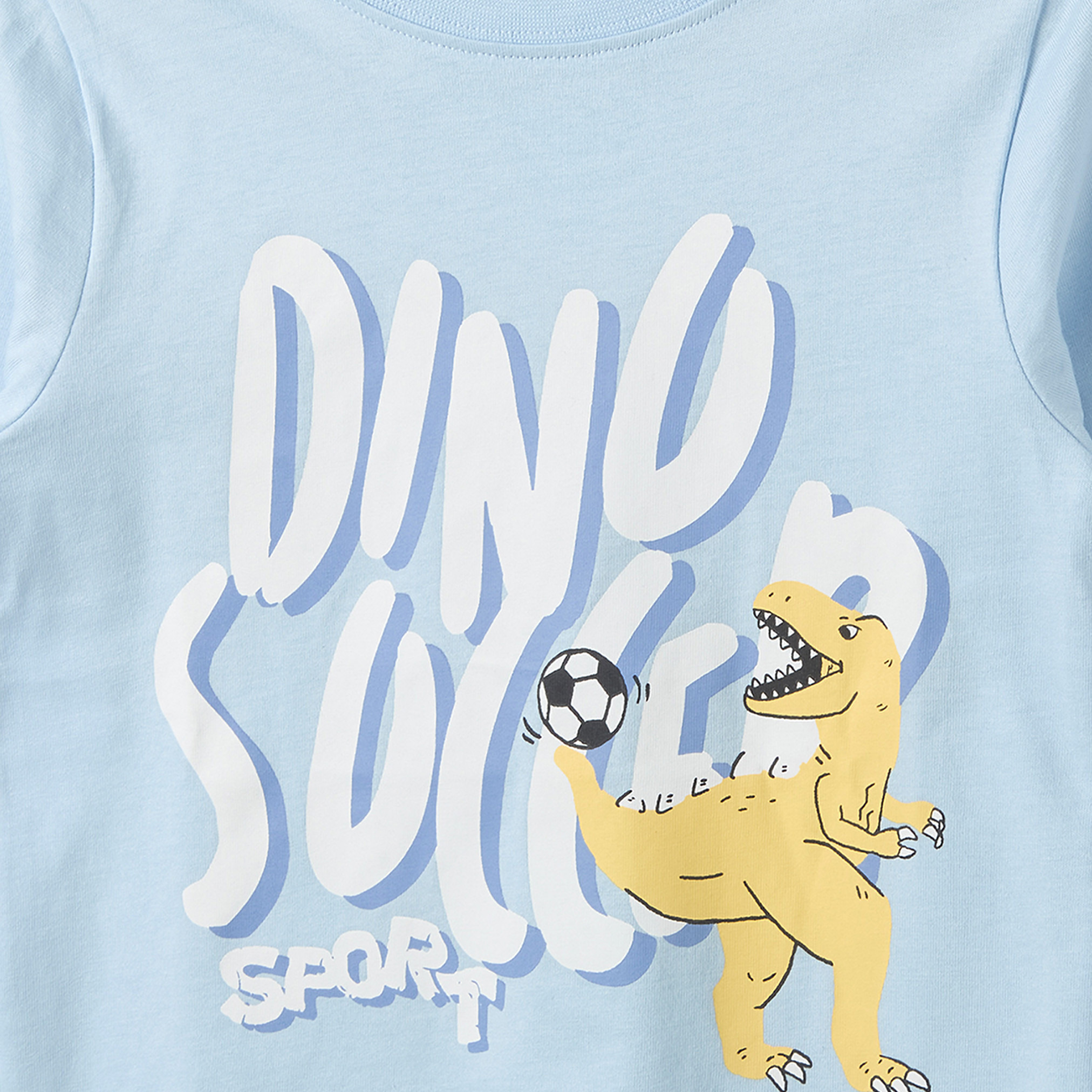 Juniors Cotton Crew Neck Long Sleeves Pyjama Set with Dinosaur Print-boys-clothing-nightwear-image-5