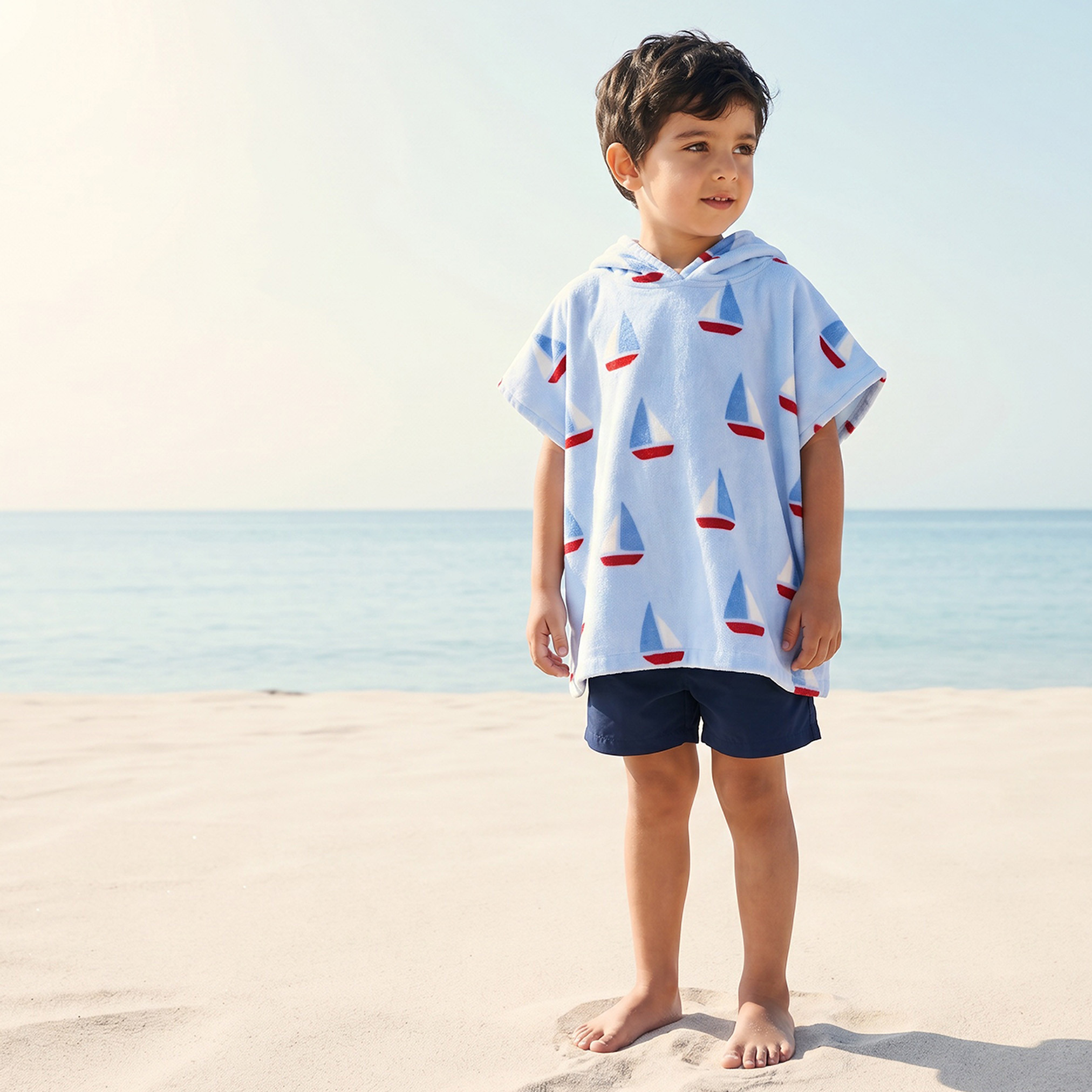 روب حمام قطن بأكمام قصيرة وقبعة وطبعات من جونيورز-boys-clothing-nightwear-image-1